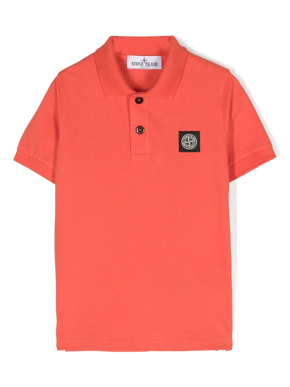 Shop Stone Island Junior Polo Shirt In Orange Red