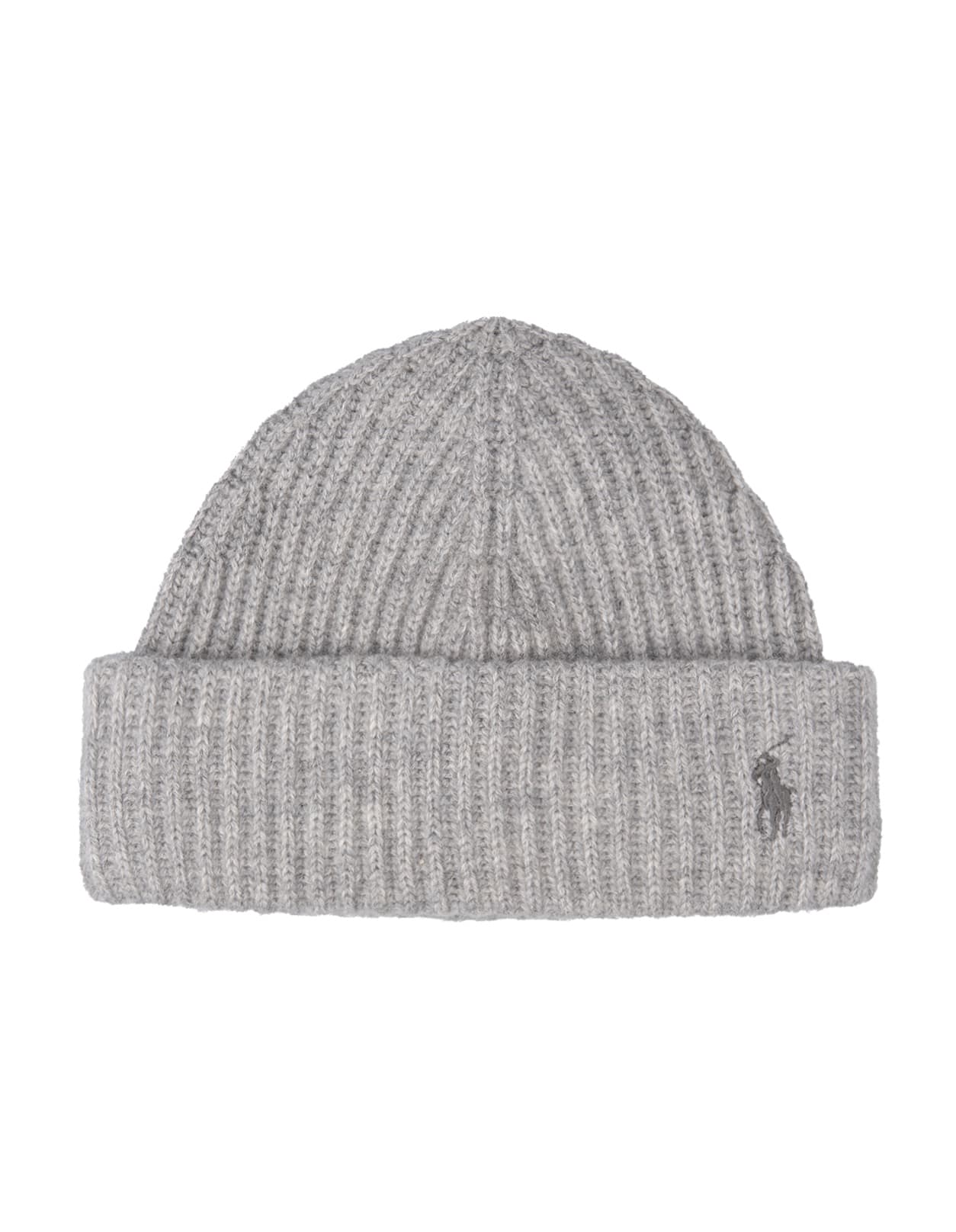 Grey Wool And Cashmere Beanie With Embroidered Pony