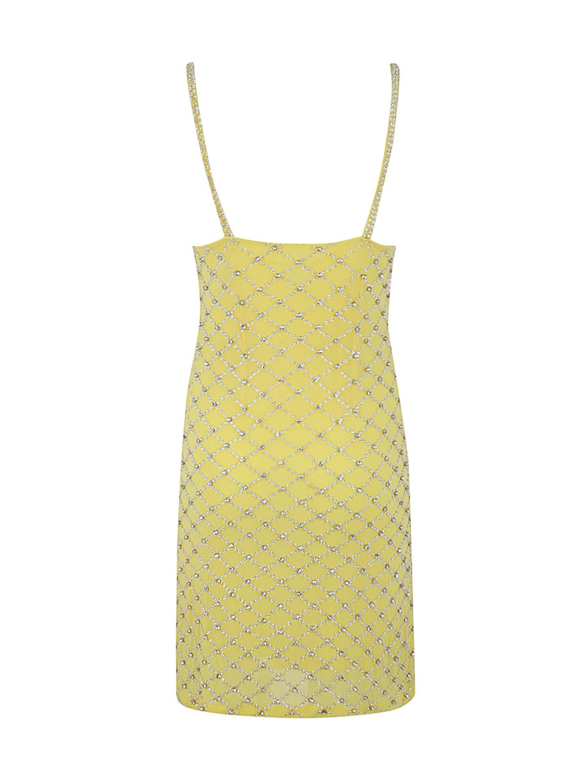 Shop P.a.r.o.s.h Polyester With Crystal Dress In Light Yellow Pattern