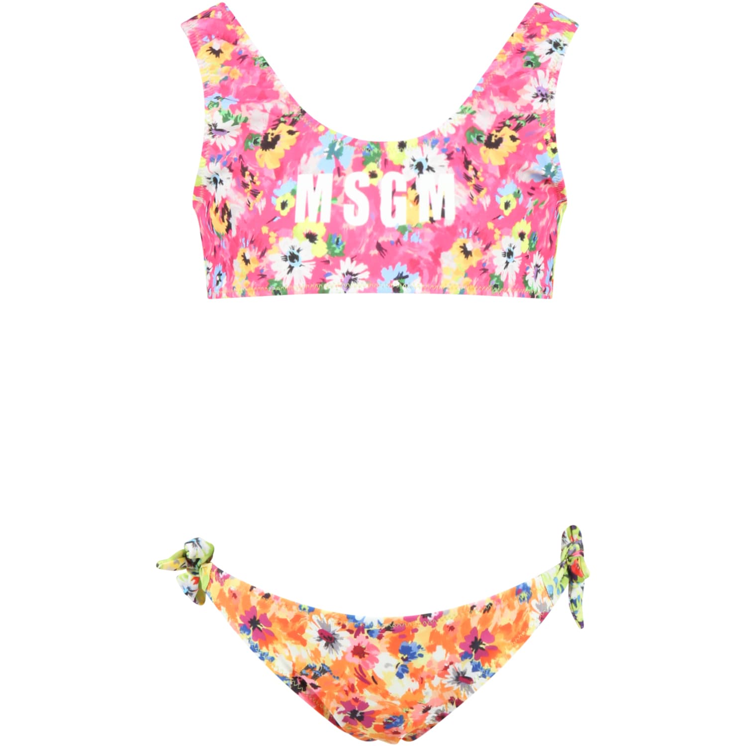 Msgm Kids' Multicolor Bikini For Girl With Floral Print