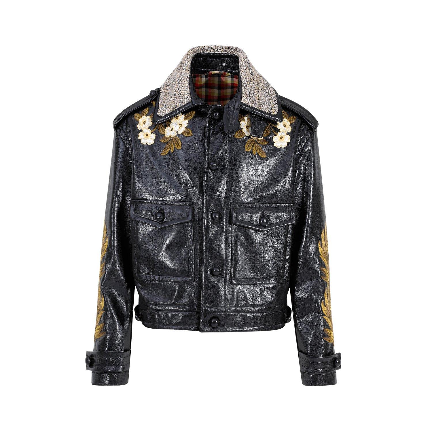 Floral Embroidered Button Down Jacket
