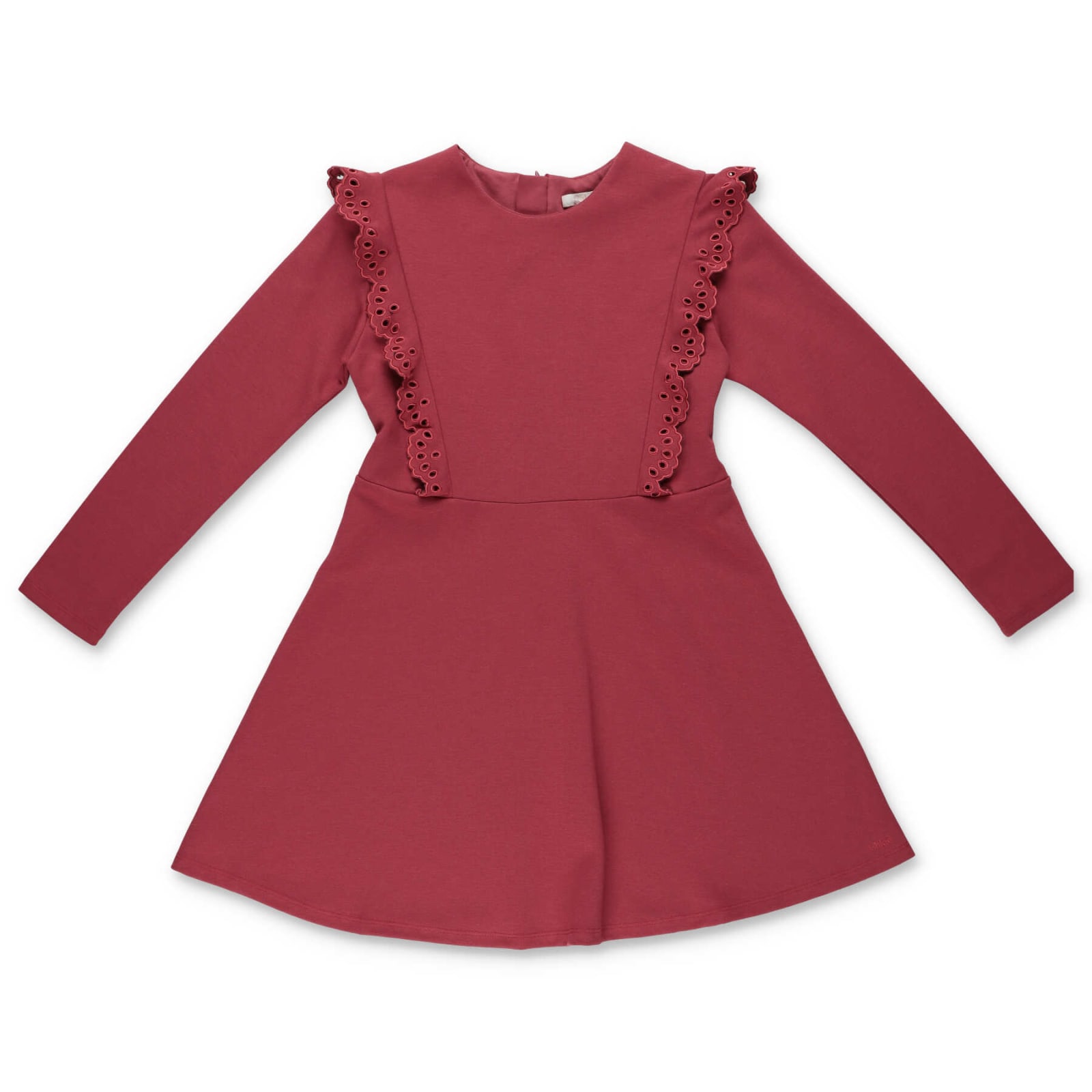 Chloé Kids' Chloe Abito Midi Bordeaux In Misto Cotone E Modale