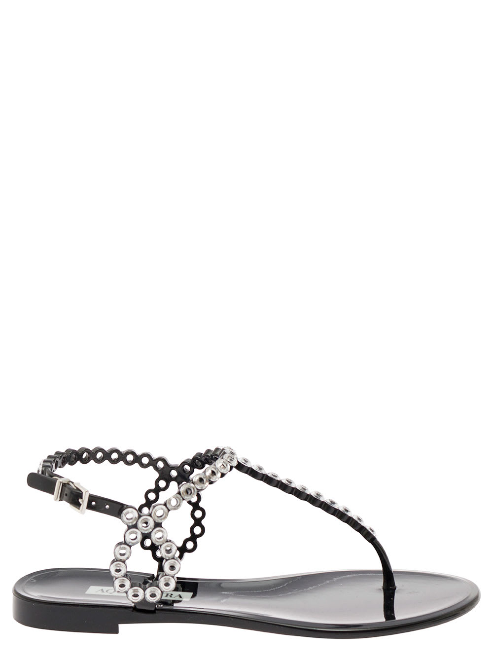 Almost Bare Black Sandal With Crystals