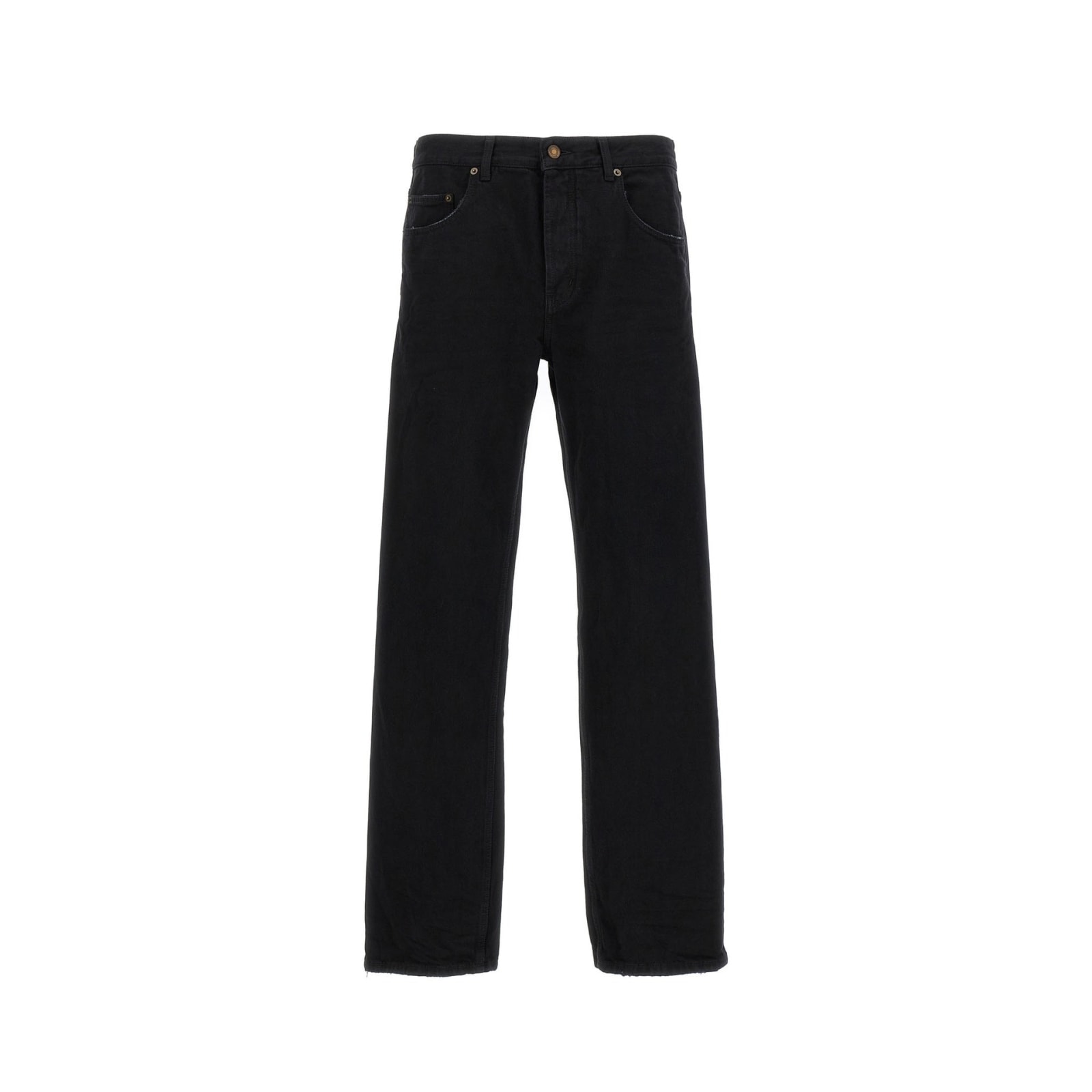 Shop Saint Laurent Long Baggy Denim Jeans In Black