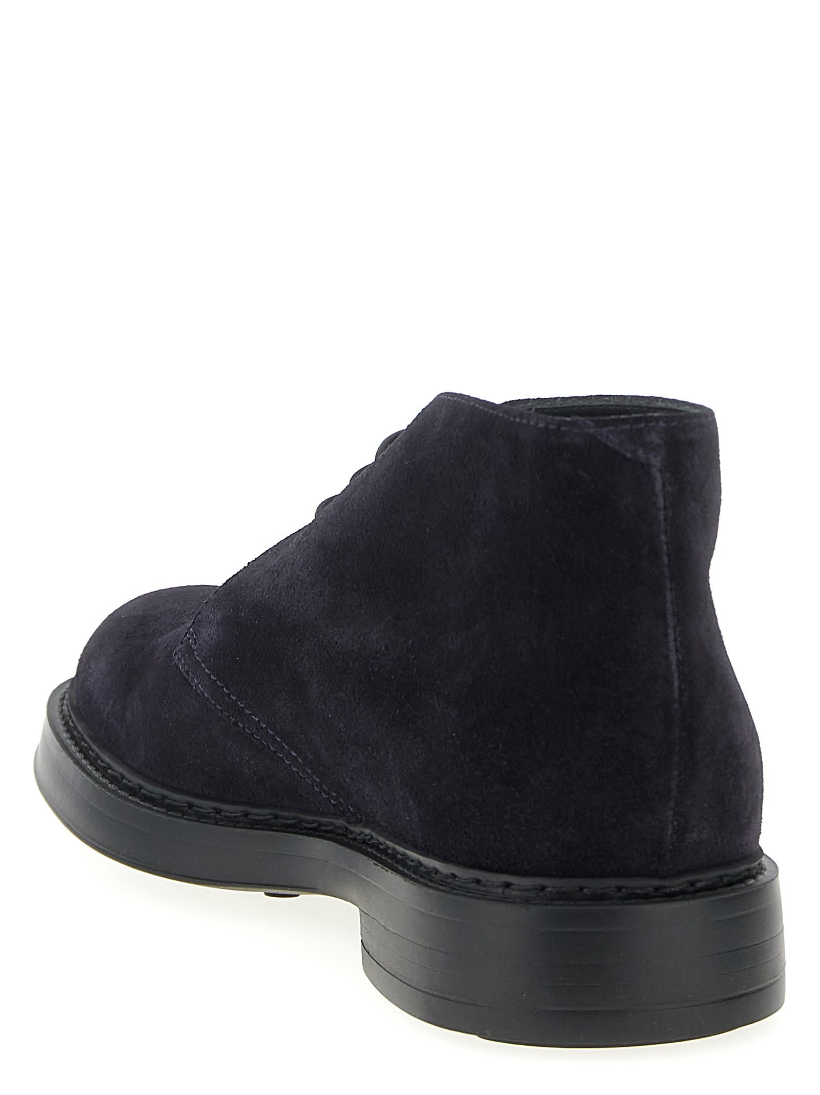 Doucal's Suede Chukka Boot With Round Toe In Blue