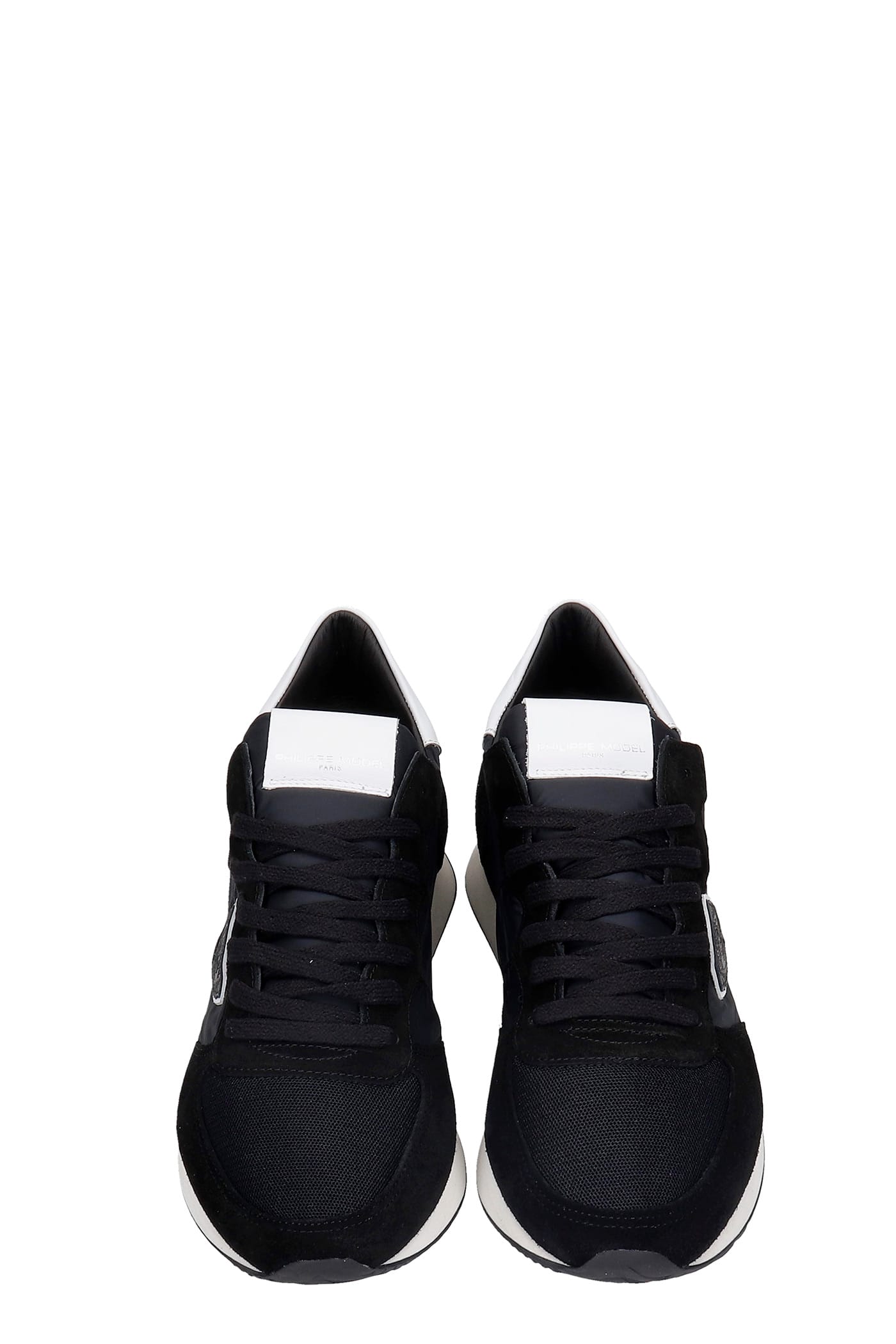 Shop Philippe Model Trpx Sneakers In Black Suede And Fabric