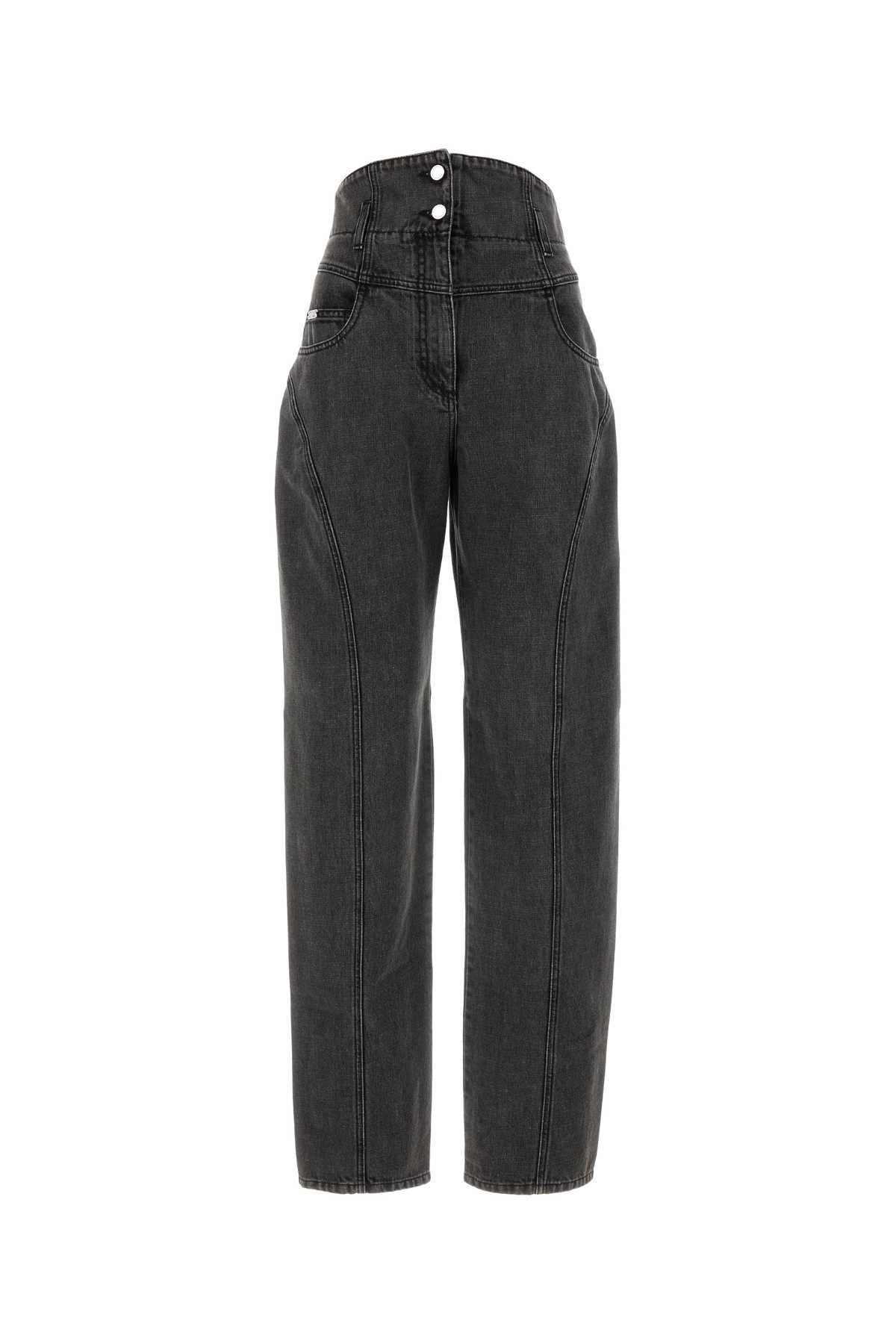 Shop Alberta Ferretti Black Denim Jeans In Grigio