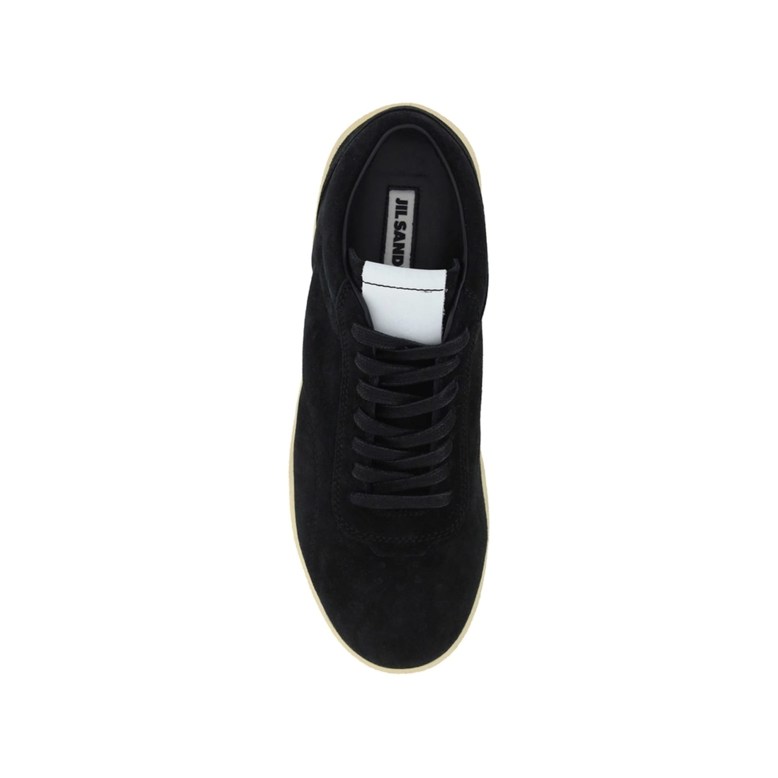 Shop Jil Sander Leather Sneakers In Black