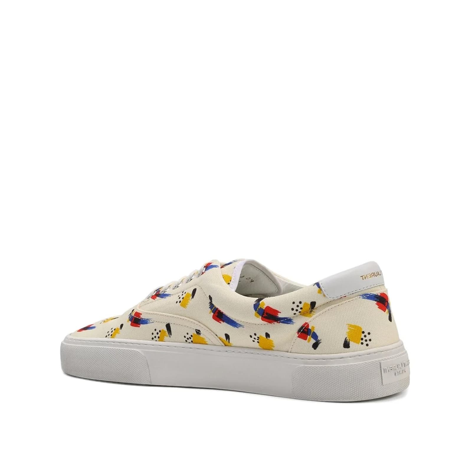 Shop Saint Laurent Printed Canvas Sneakers In White