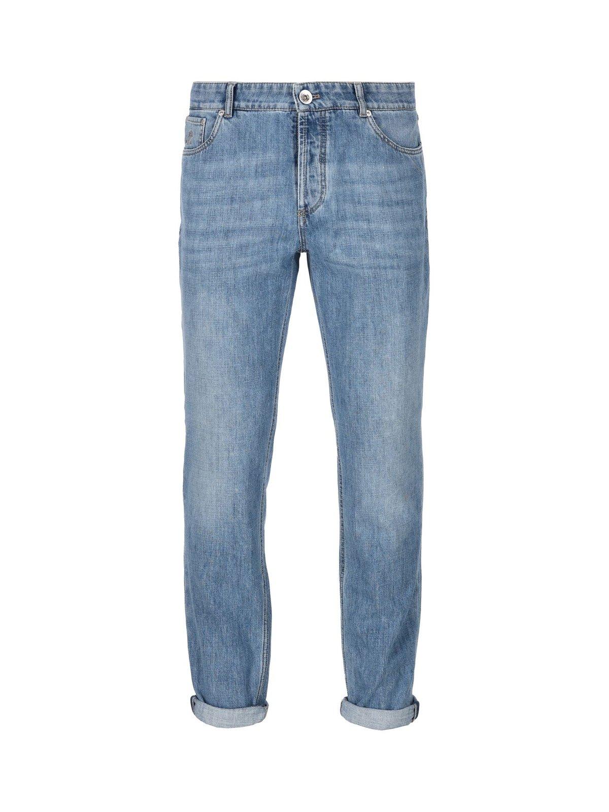Shop Brunello Cucinelli Straight-leg Slim-cut Jeans