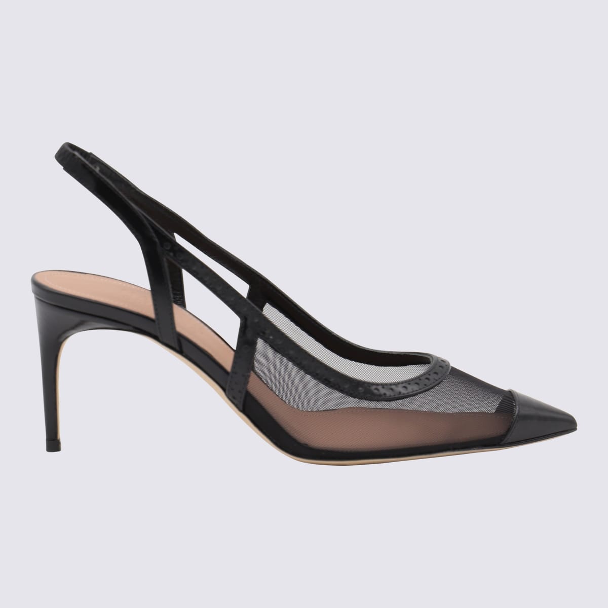 Black Leather Aubrey 70 Pumps