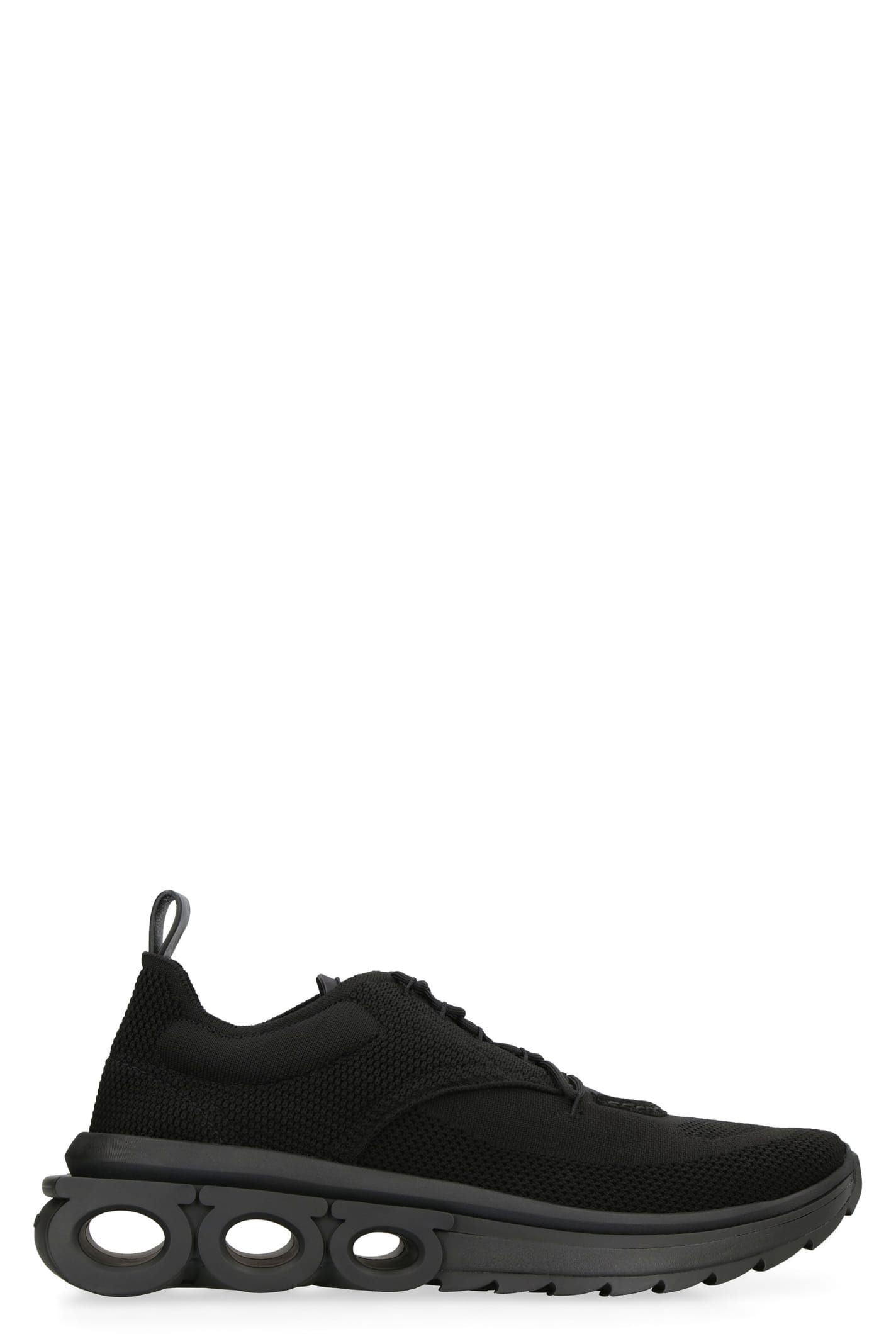 Shop Ferragamo Fabric Low-top Sneakers In Black