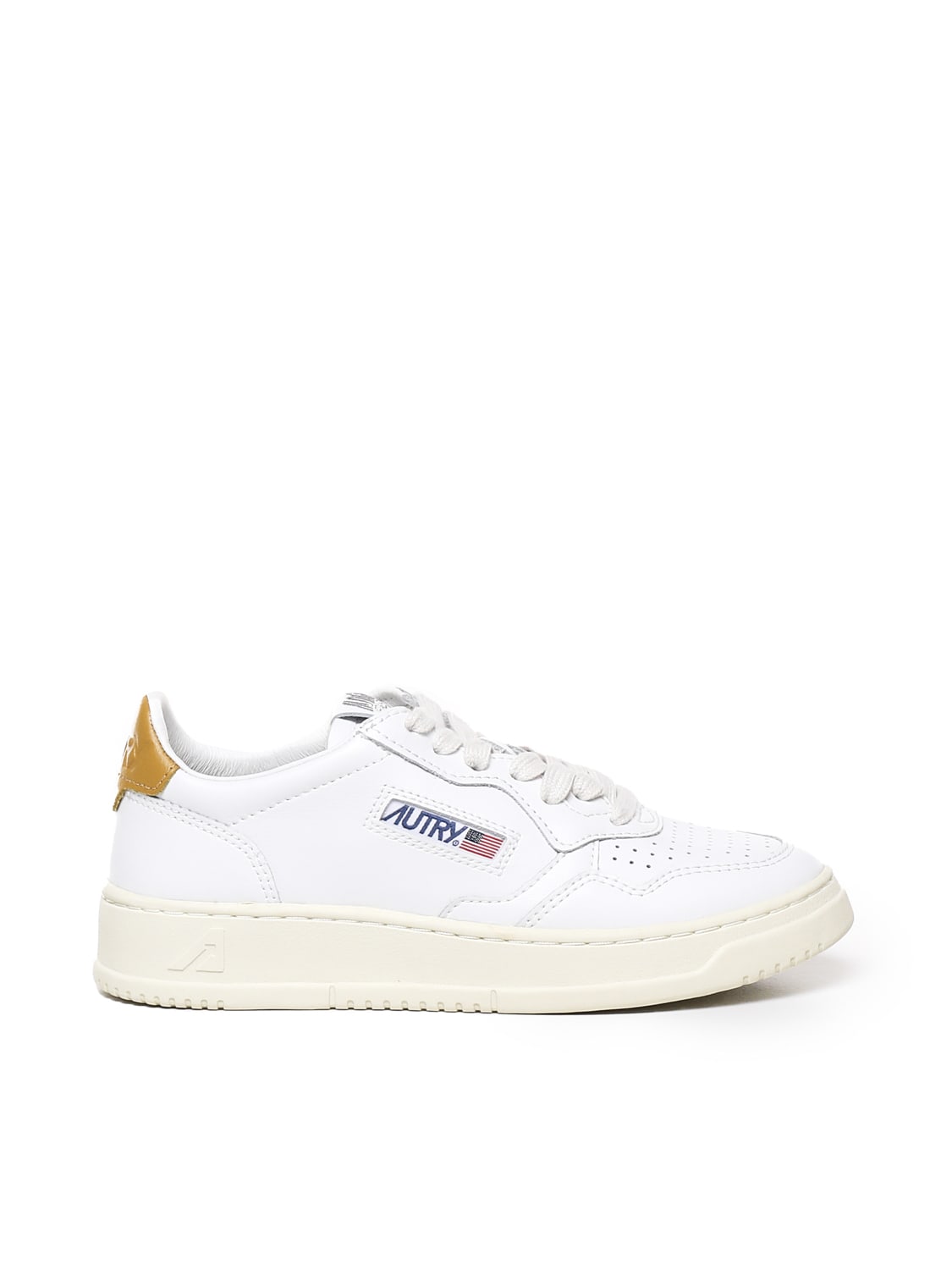 Shop Autry Sneakers Medalist In Cowskin In Wht Hny Ylw