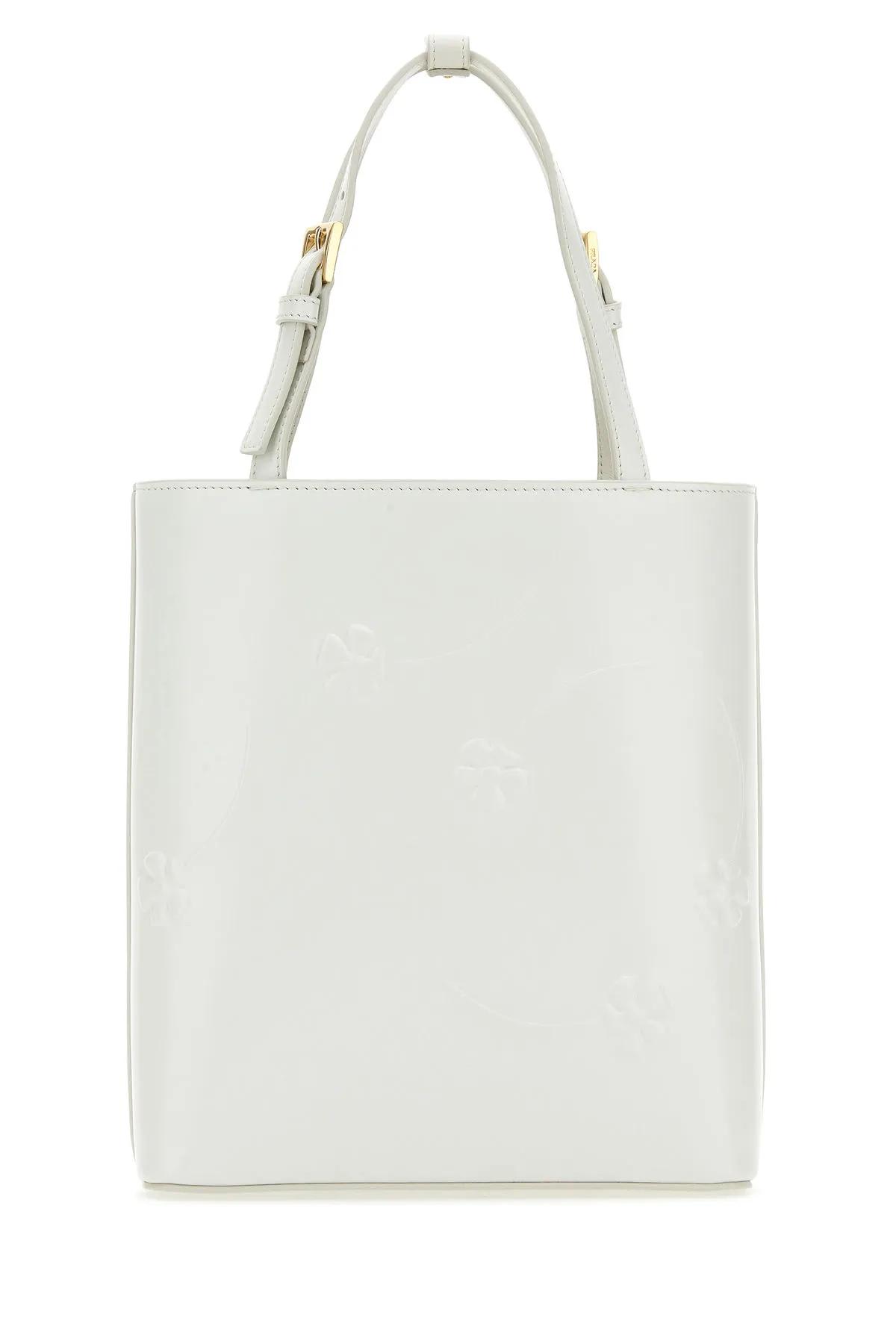 Shop Prada White Leather Handbag In Bianco