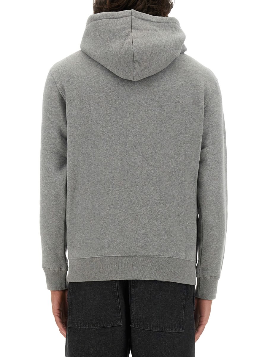 Shop Maison Kitsuné Sweatshirt With Fox Patch In Medium Grey Melange