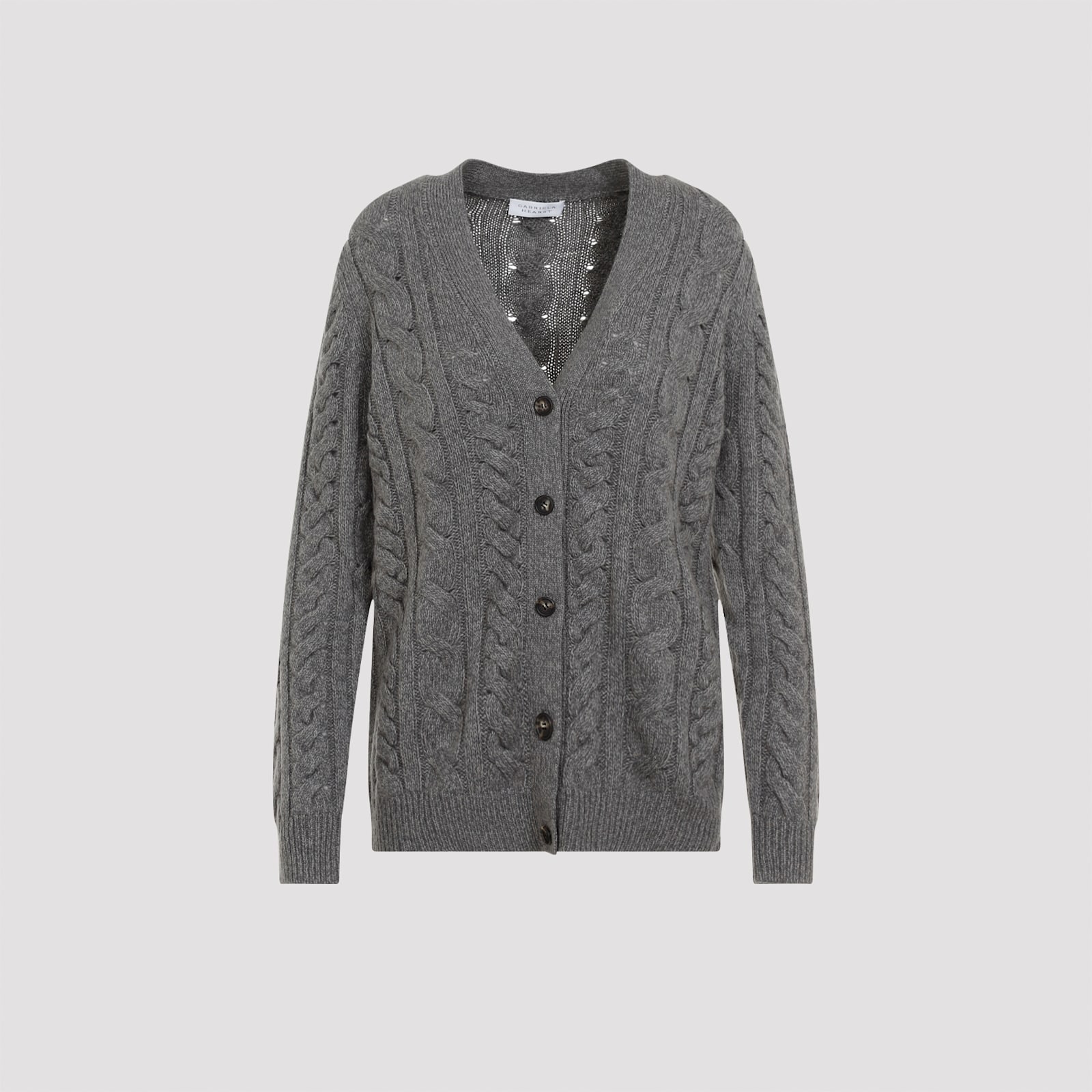 Shop Gabriela Hearst Lord Cardigan In Dem Dark Grey Multi