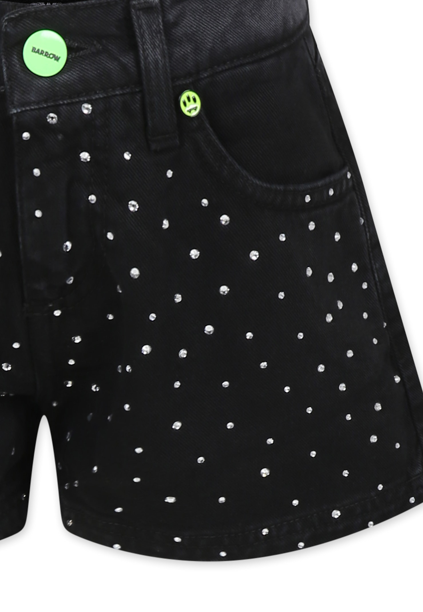 Barrow Black Shorts For Girl With Rhinestones In Black