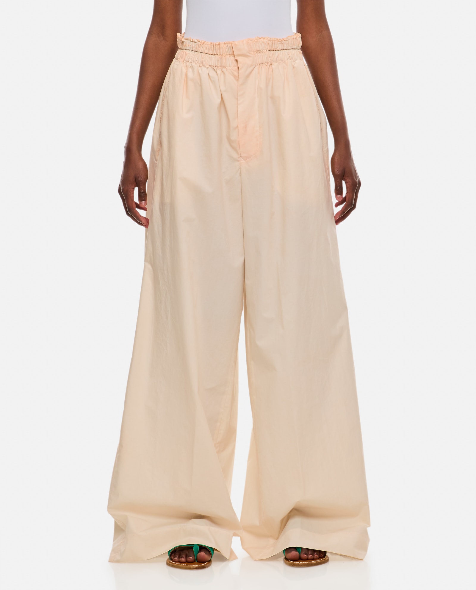 Shop Quira Oversized Cotton Trousers In Pink