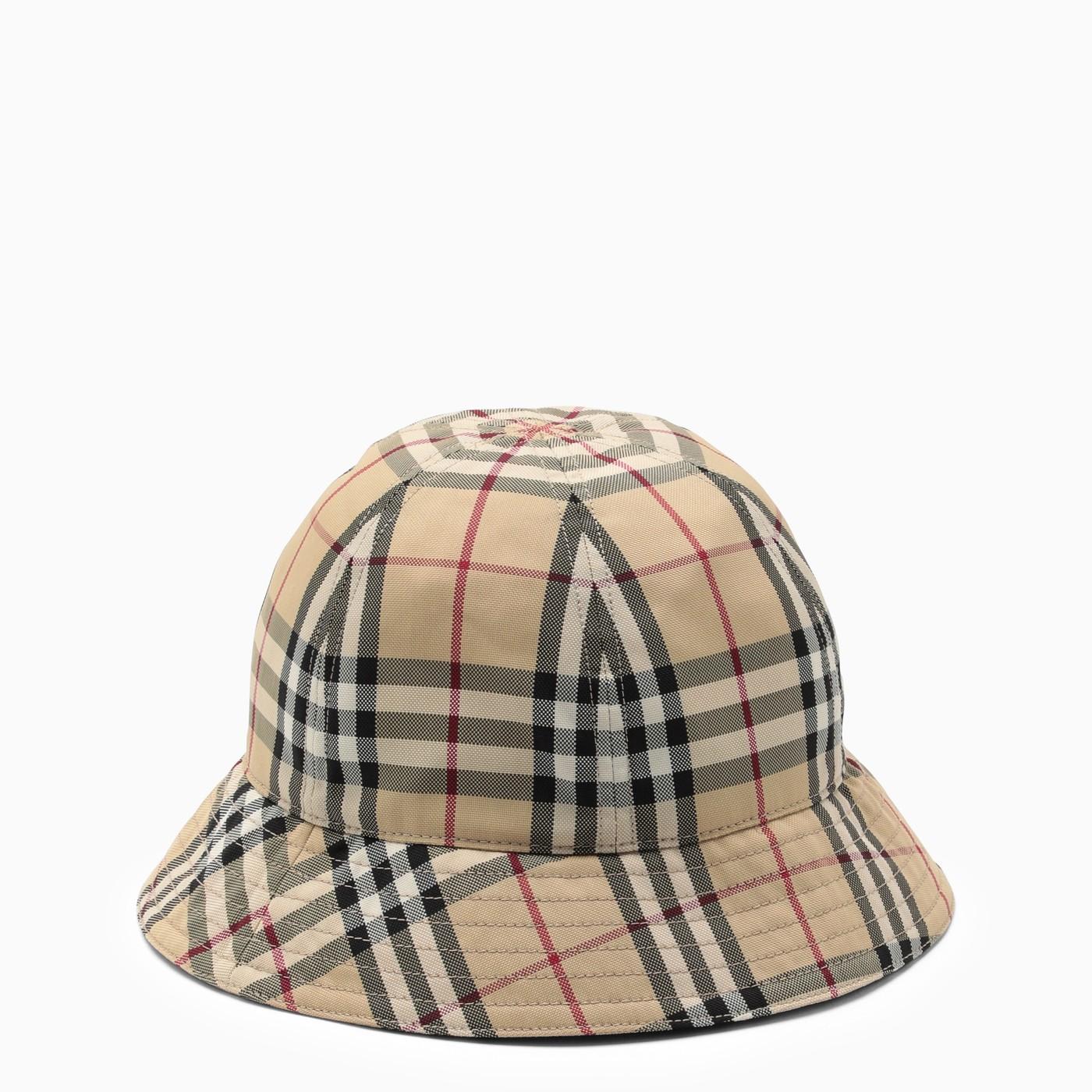 Shop Burberry Beige Hat With Vintage Check Motif In Neutrals