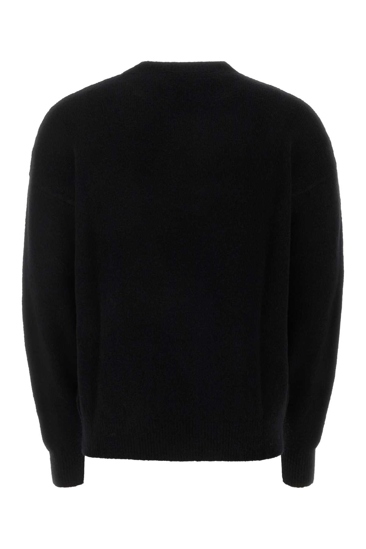 Shop Palm Angels Black Wool Blend Sweater In Blackwhit