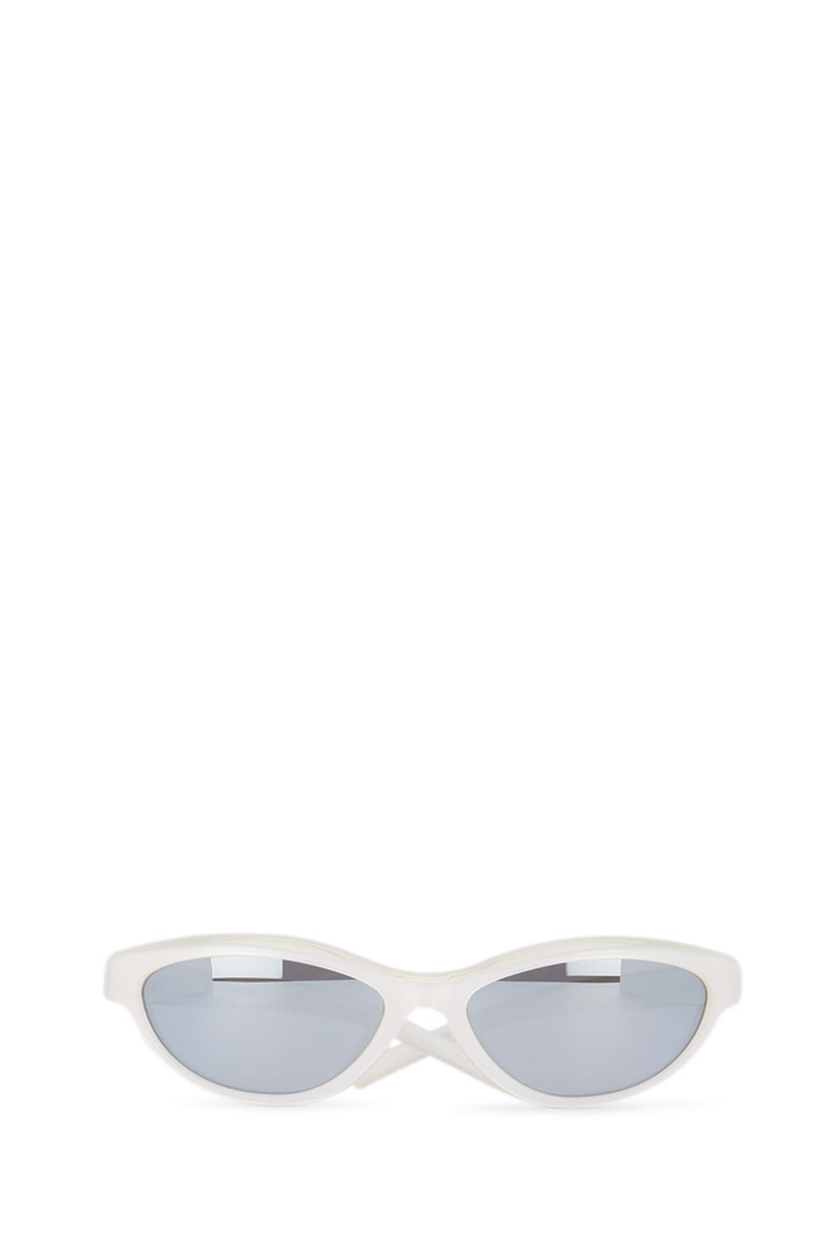 Jacquemus Curvo Cat Eye Sunglasses With Silver Lenses In White