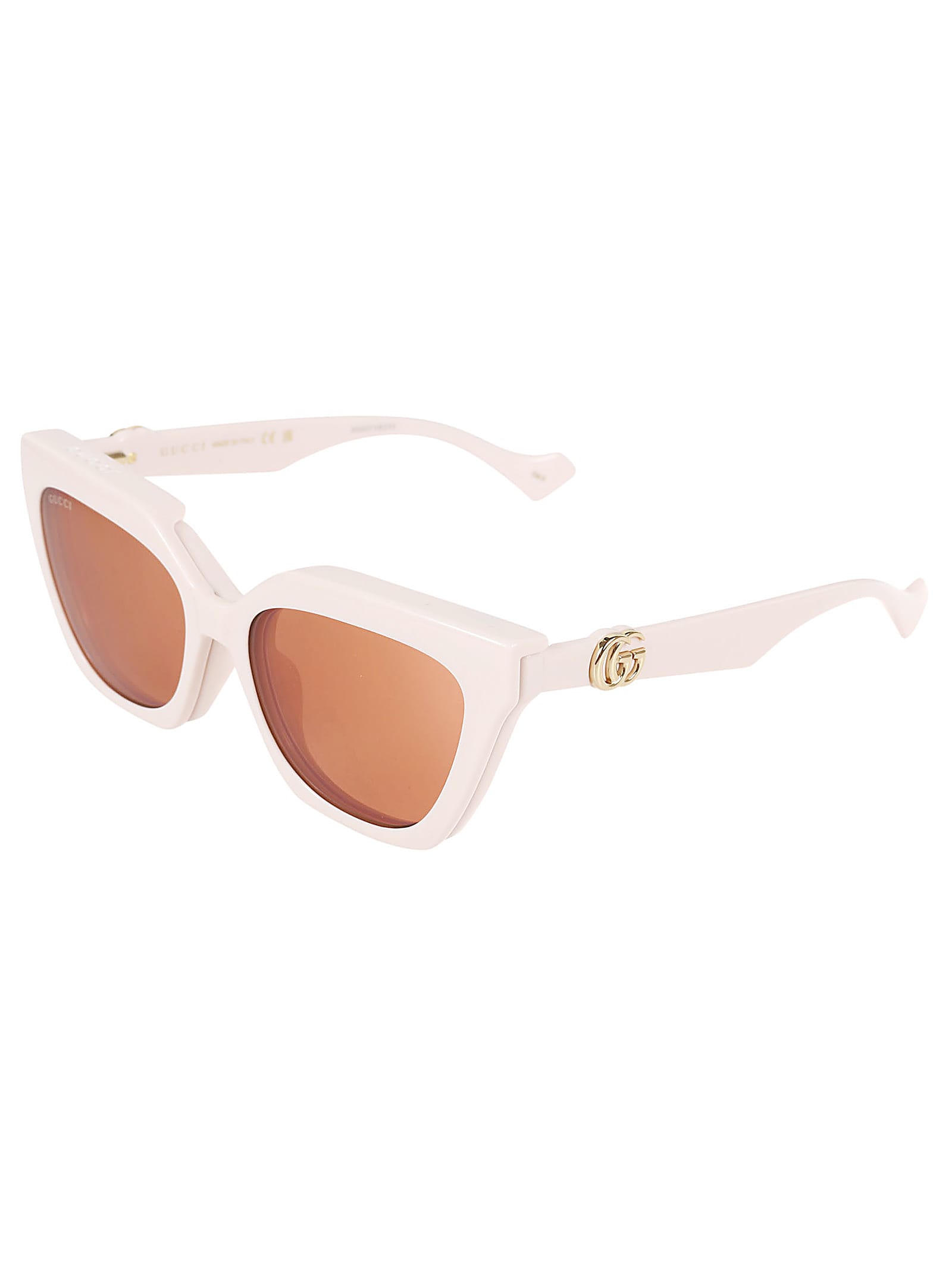 Shop Gucci Gg Plaque Cat-eye Sunglasses In 003 Ivory Ivory Transpare