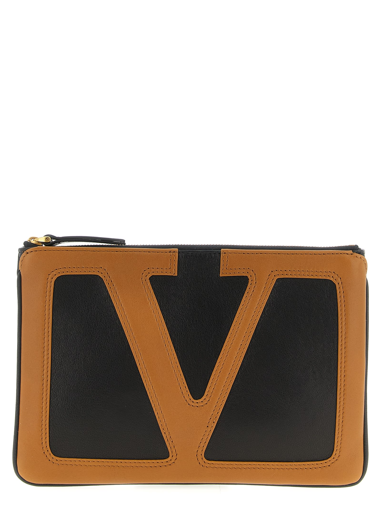 Valentino Viva Superstar Leather Envelope Clutch Bag In Brown