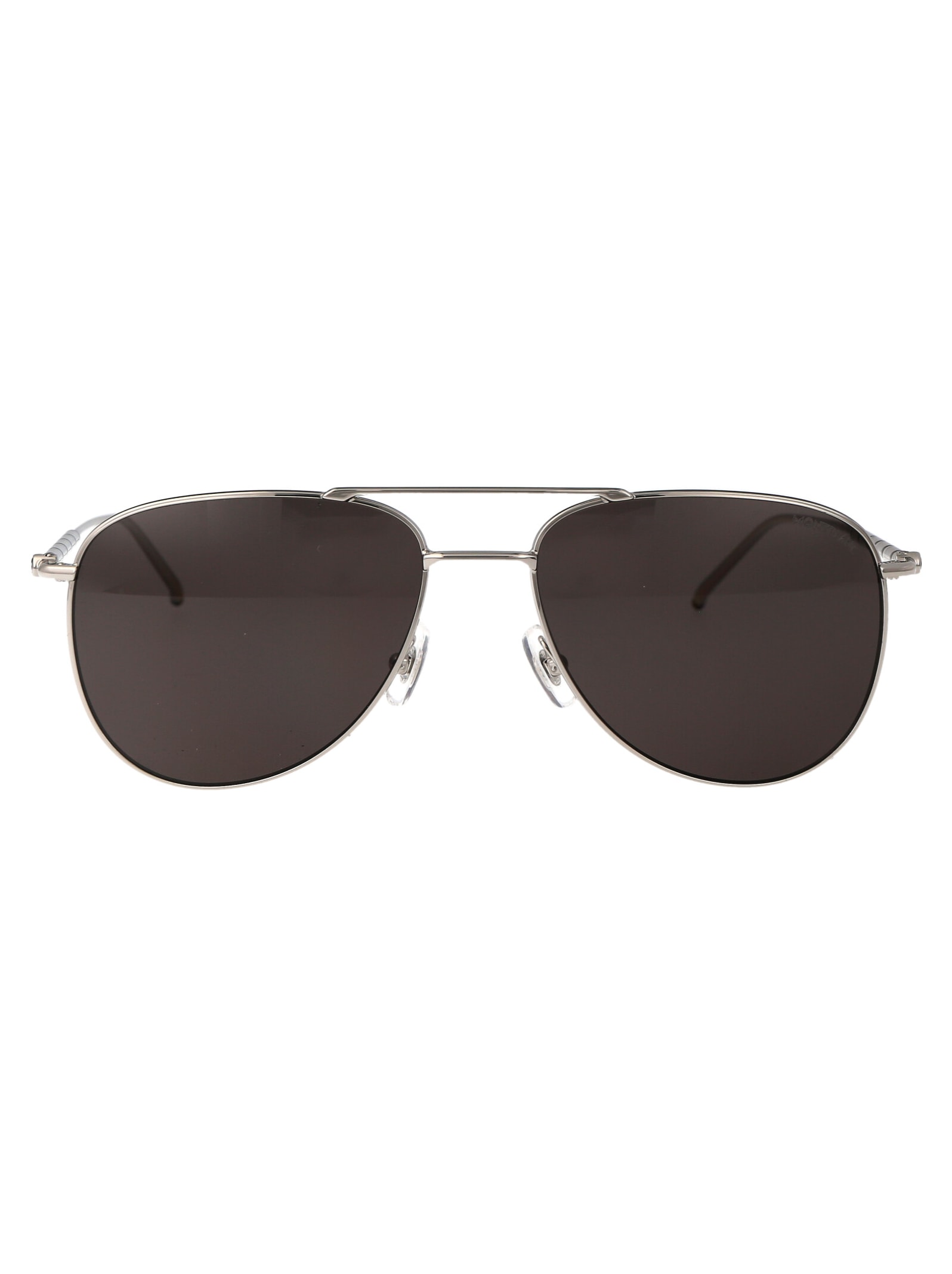 Montblanc Mb0311s Sunglasses In 001 Silver Silver Grey