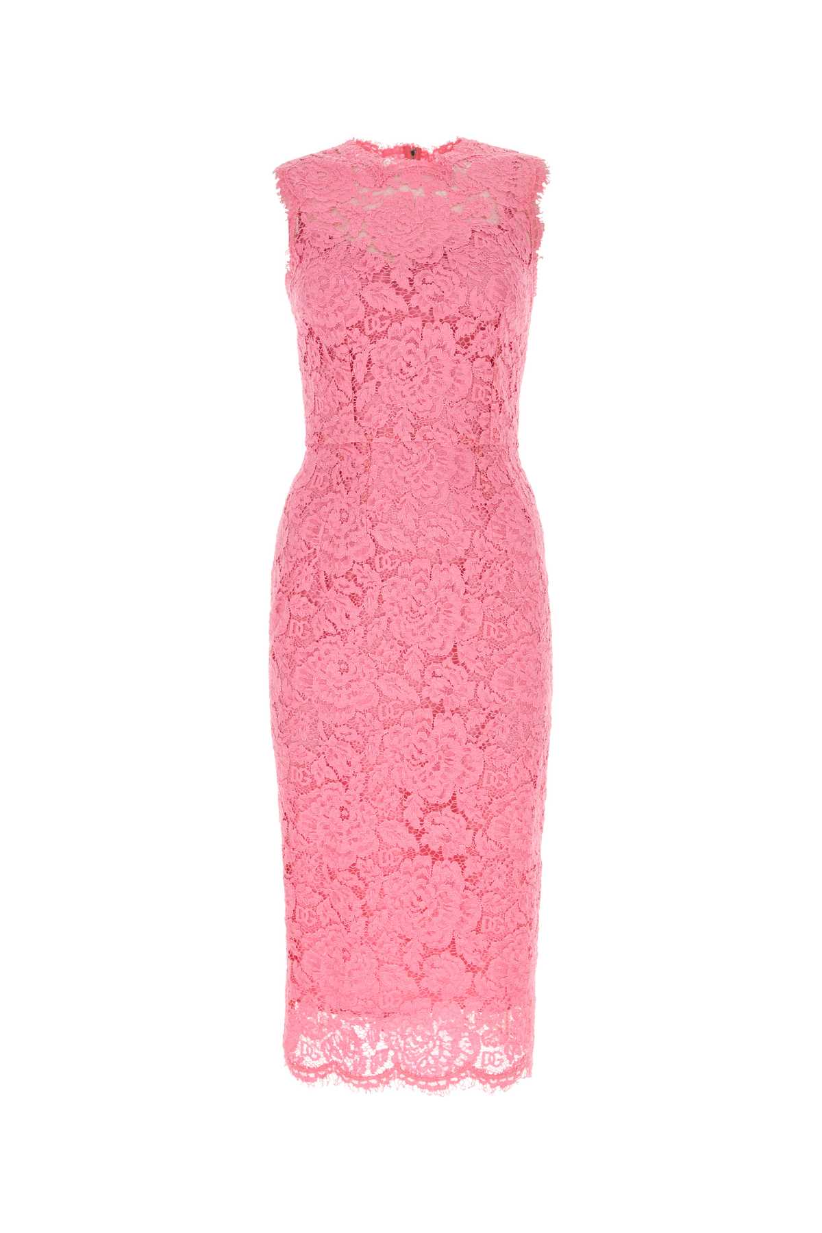 Shop Dolce & Gabbana Pink Stretch Lace Dress