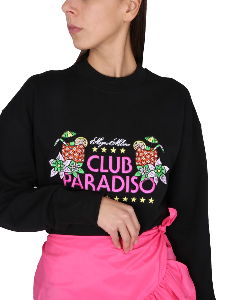 Msgm Logo Crew Neck Knitwear In Black