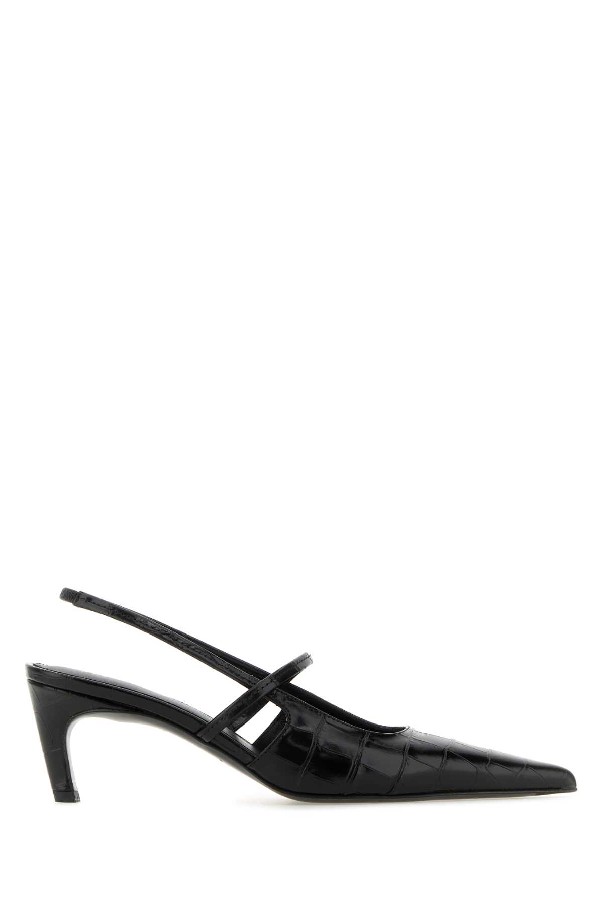 Totême Black Leather The Sharp Pumps