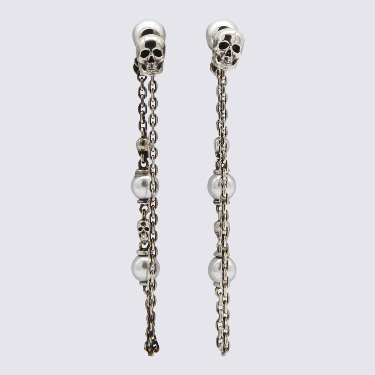 Shop Alexander Mcqueen Silver-tone Brass Earrings In Ottone/perla