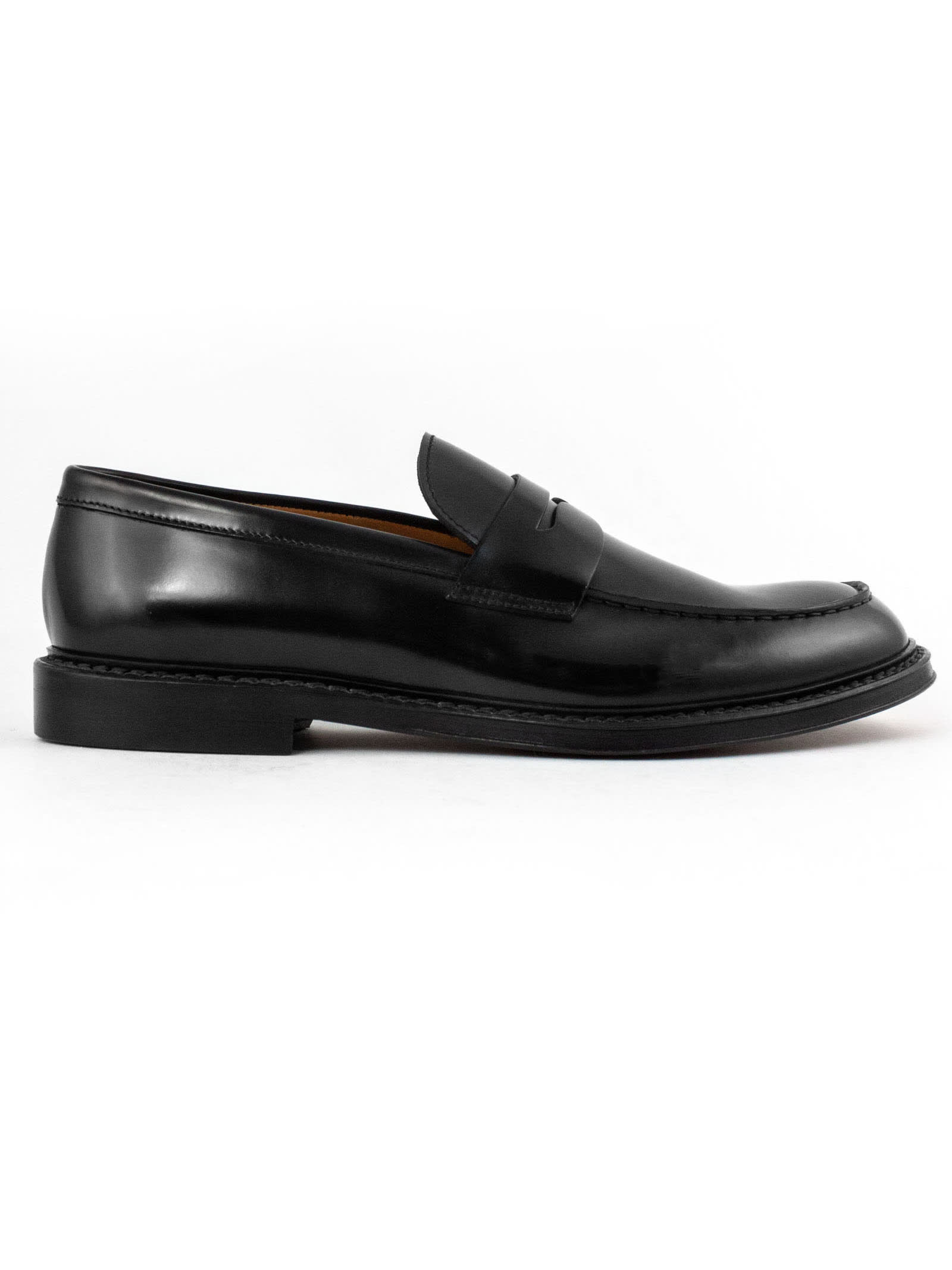 Doucals Black Leather Penny Loafer