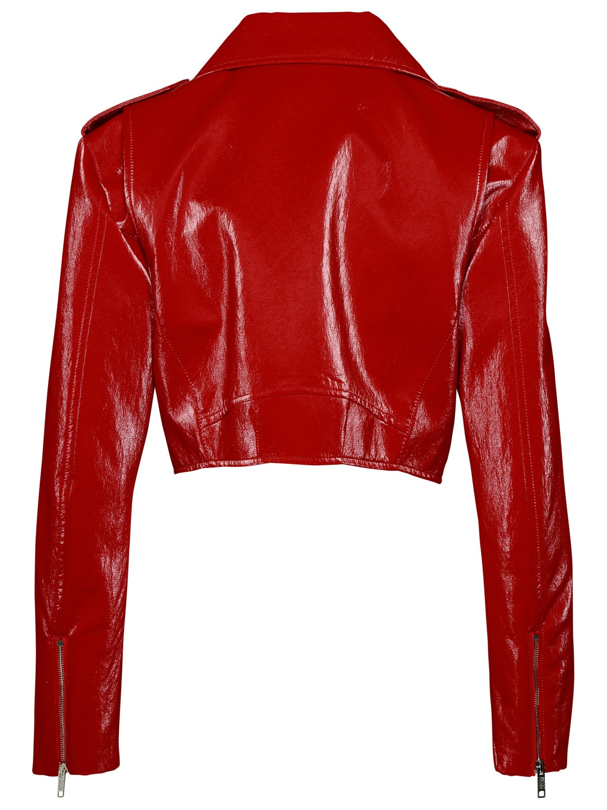 Shop M05ch1n0 Jeans Red Cotton Blend Biker Jacket