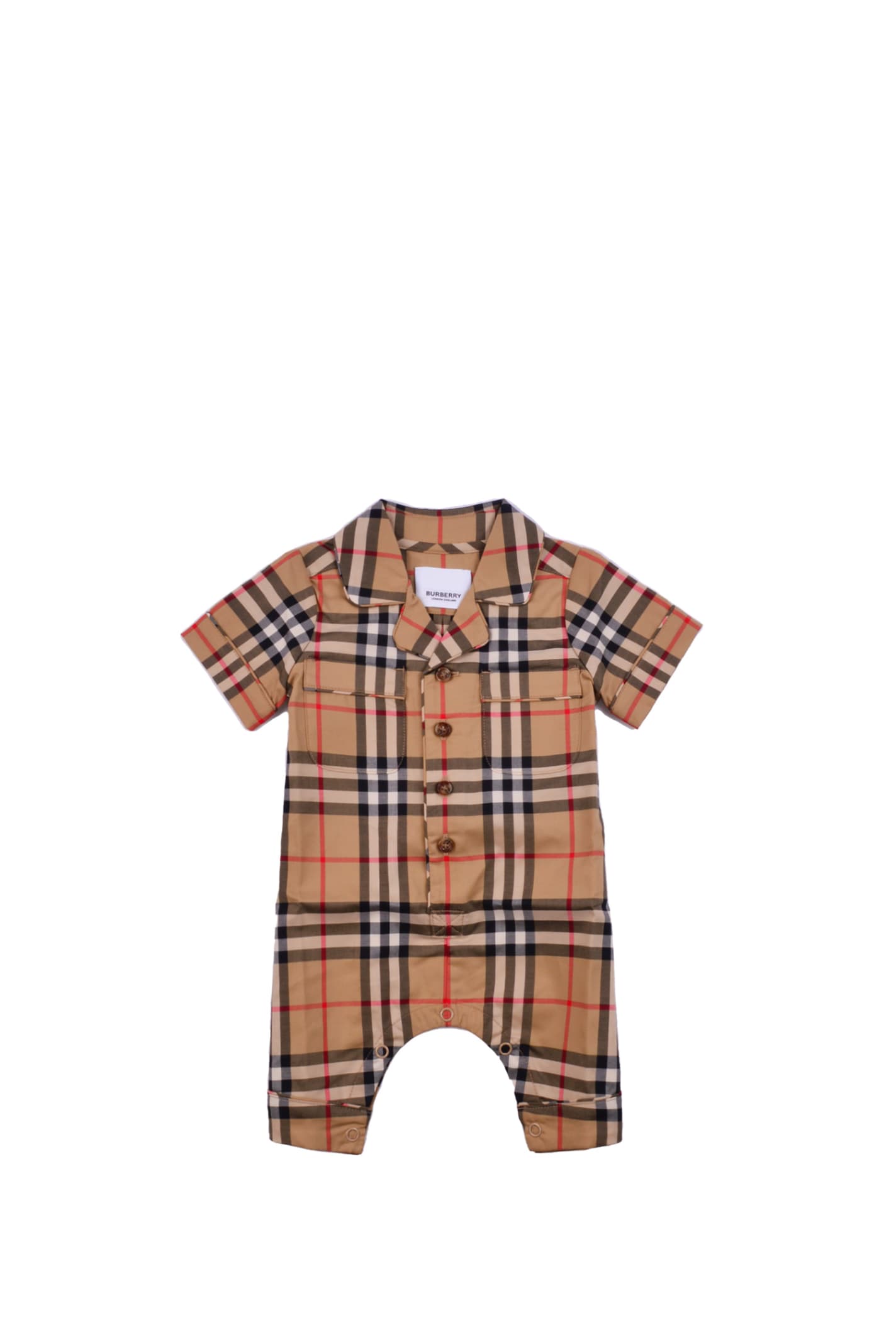 BURBERRY ROMPER WITH VINTAGE CHECK PATTERN