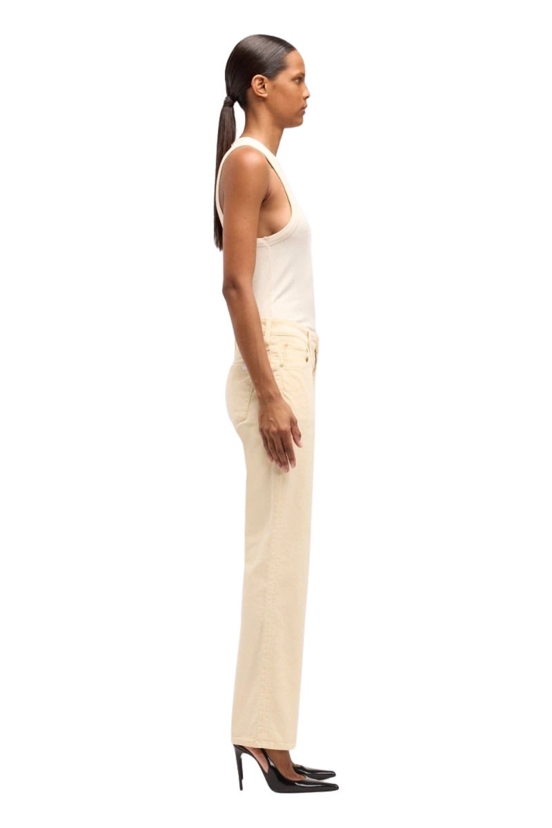 7 For All Mankind Calie Straight Corduroy Eggshell In Nude