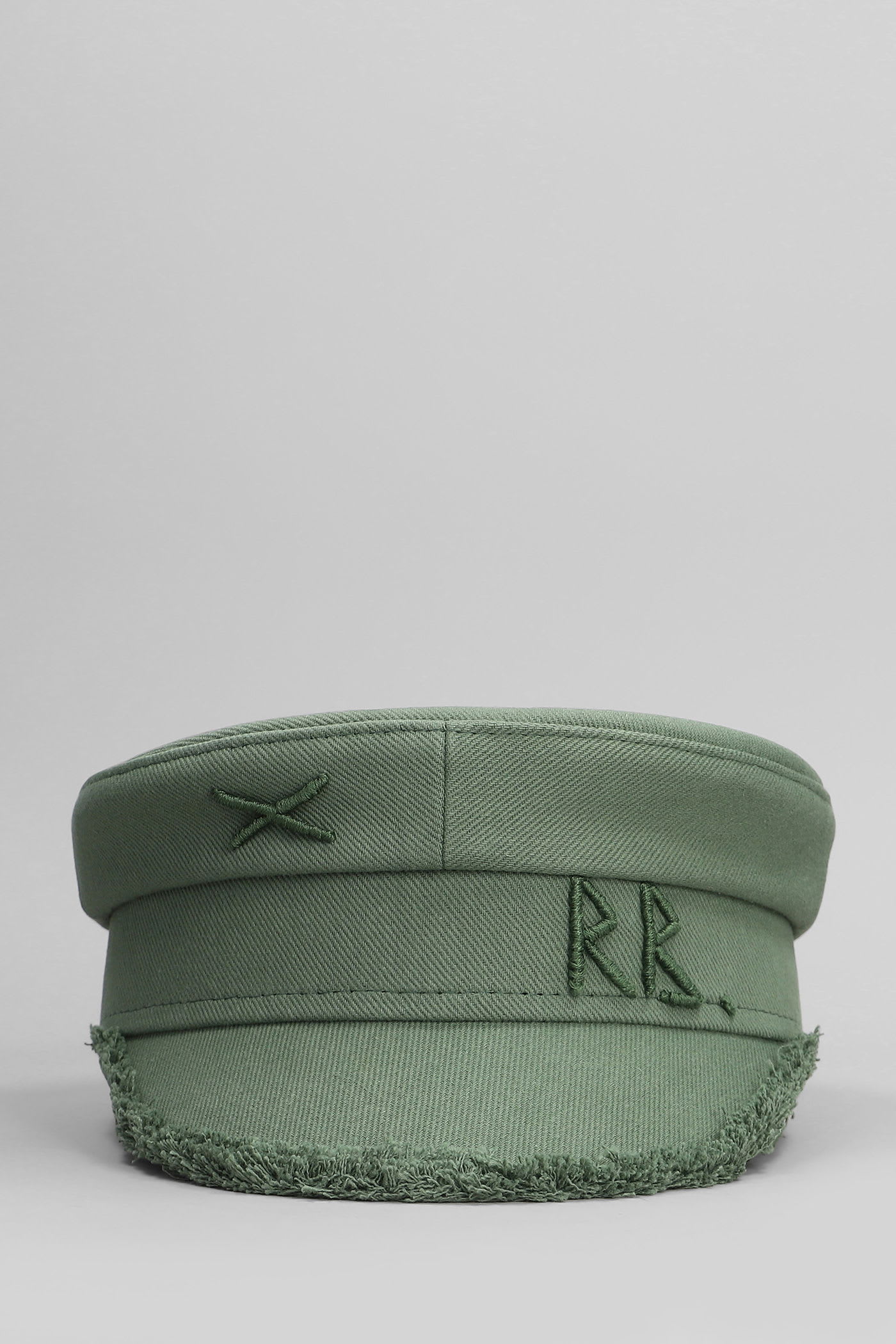 Ruslan Baginskiy Embroidered Baker Boy Hat With Frayed Edge In Green