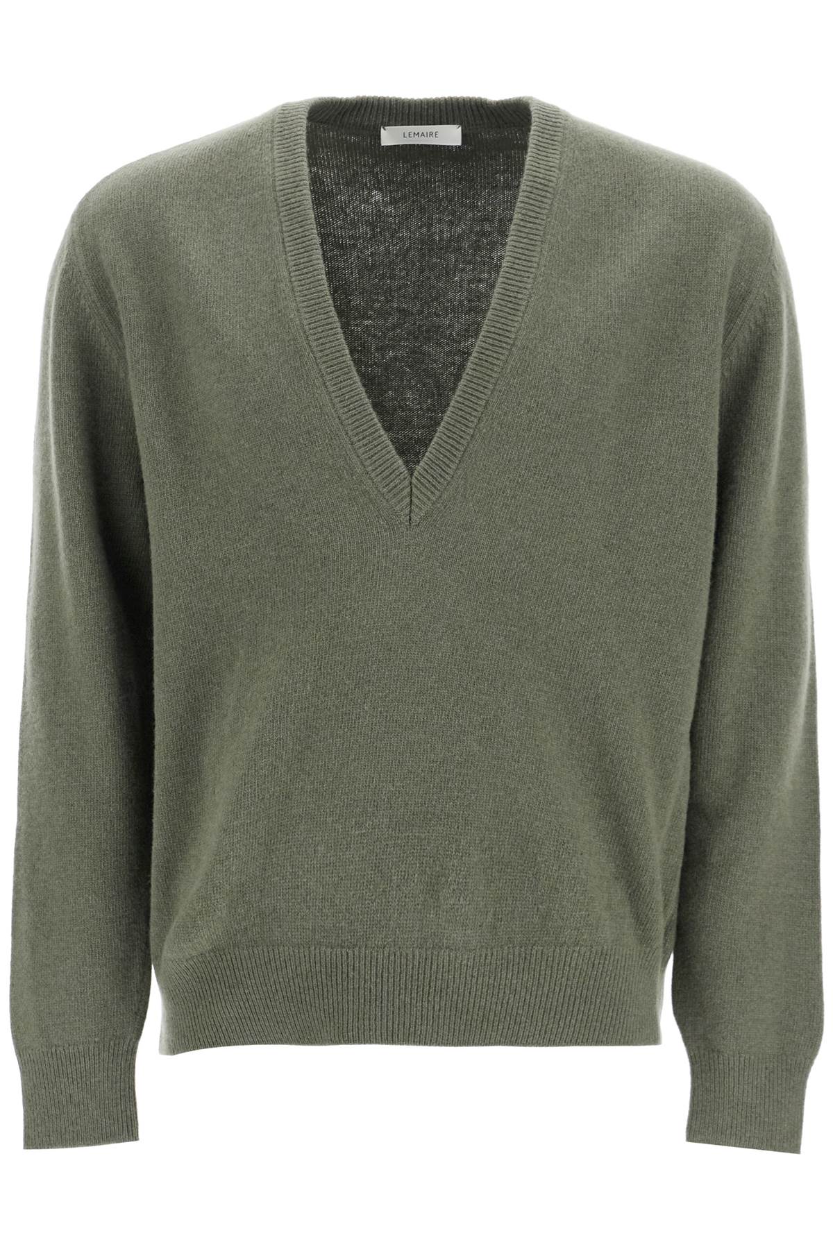 Shop Lemaire Deep V-neck Pullover Sweater In Light Moss (green)