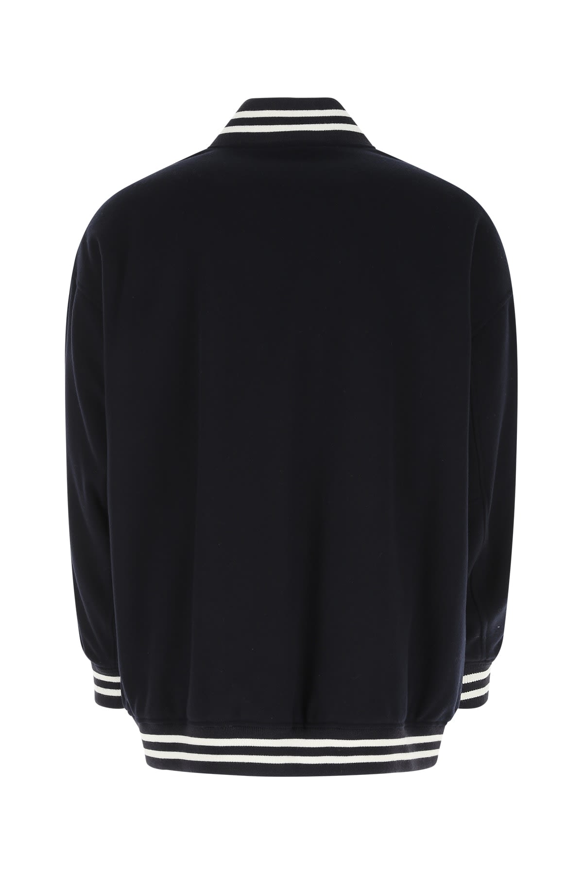 Valentino Garavani Men Navy Blue Wool Oversize Padded Jacket In Black