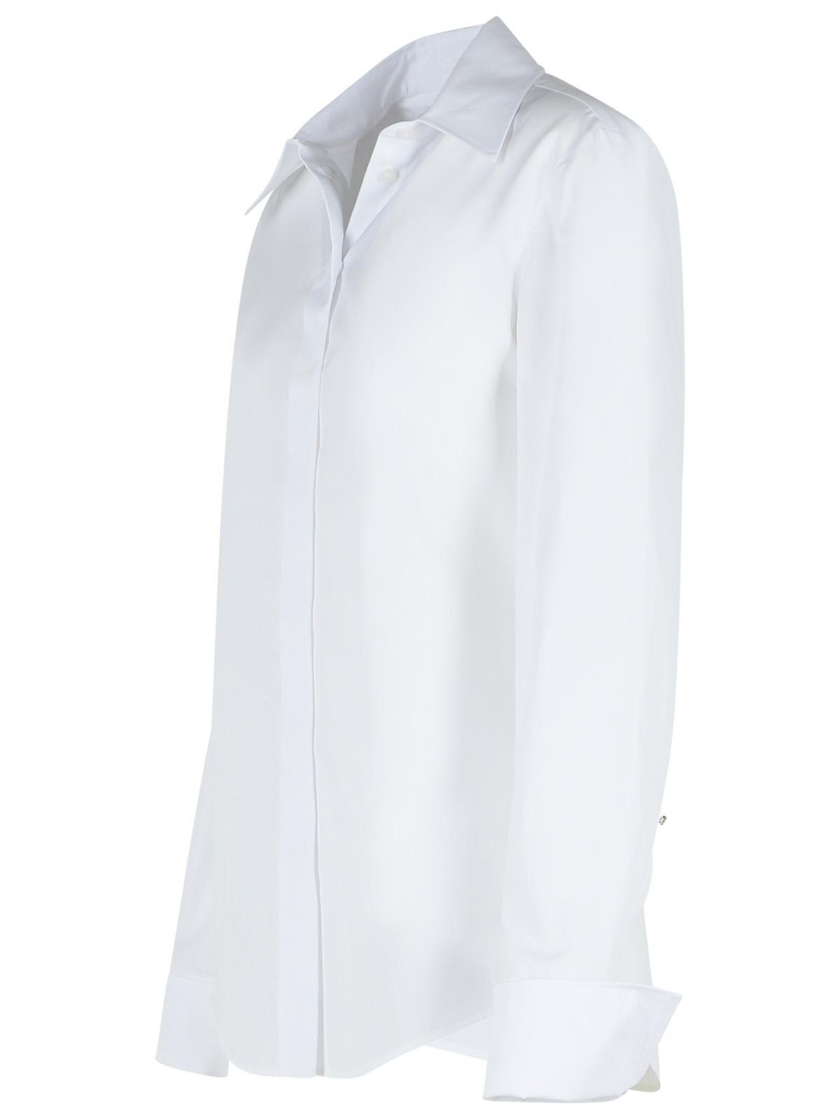 Sportmax Cobea Button Detailed Long-sleeved Shirt In Bianco