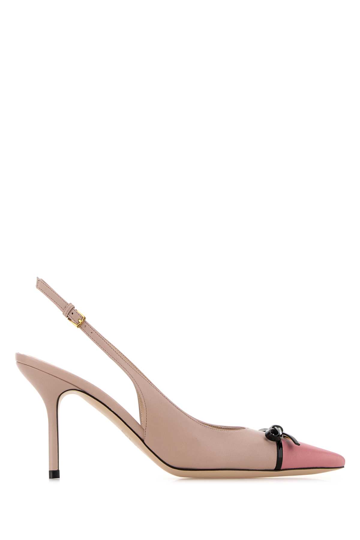 Pink Leather Vlogo Pumps