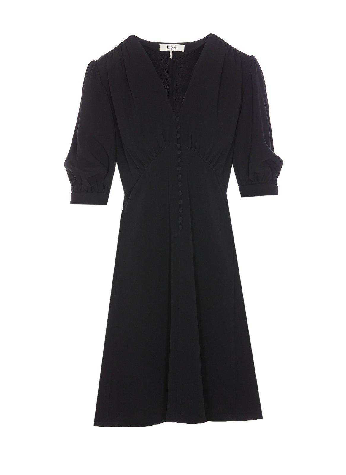 Chloé V-neck Puff Sleeved Mini Dress