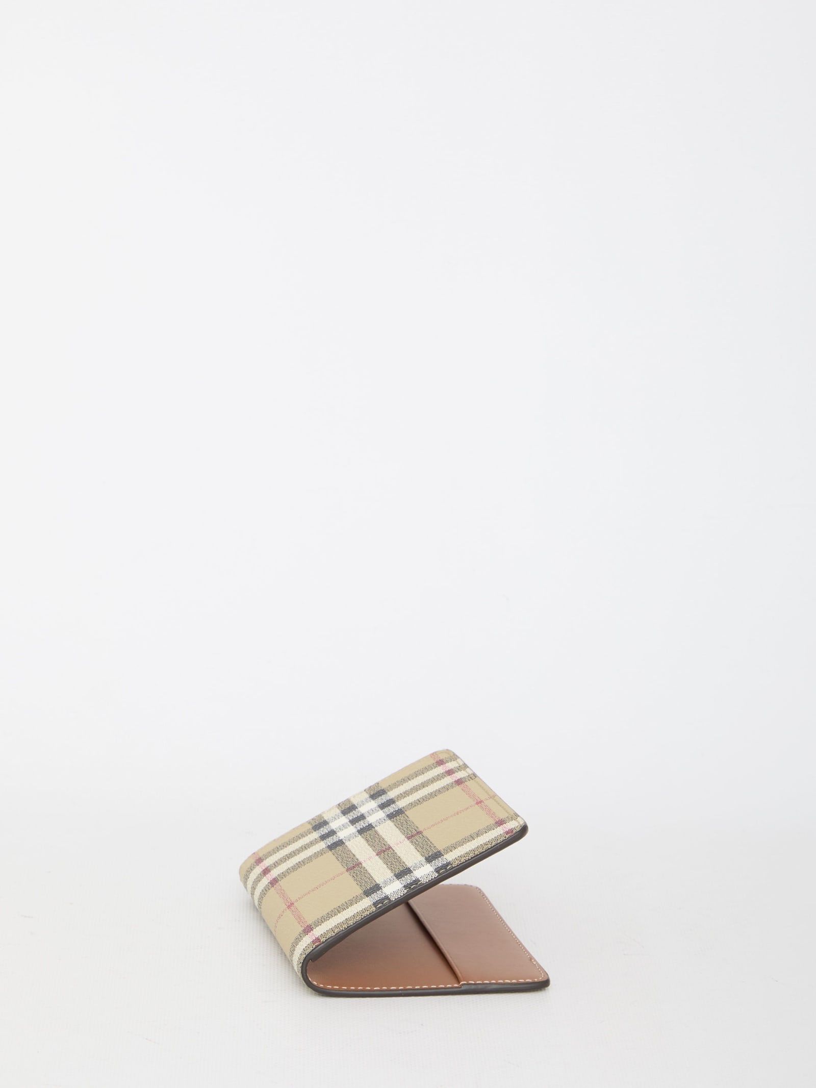 Shop Burberry Check Passport Holder In Beige