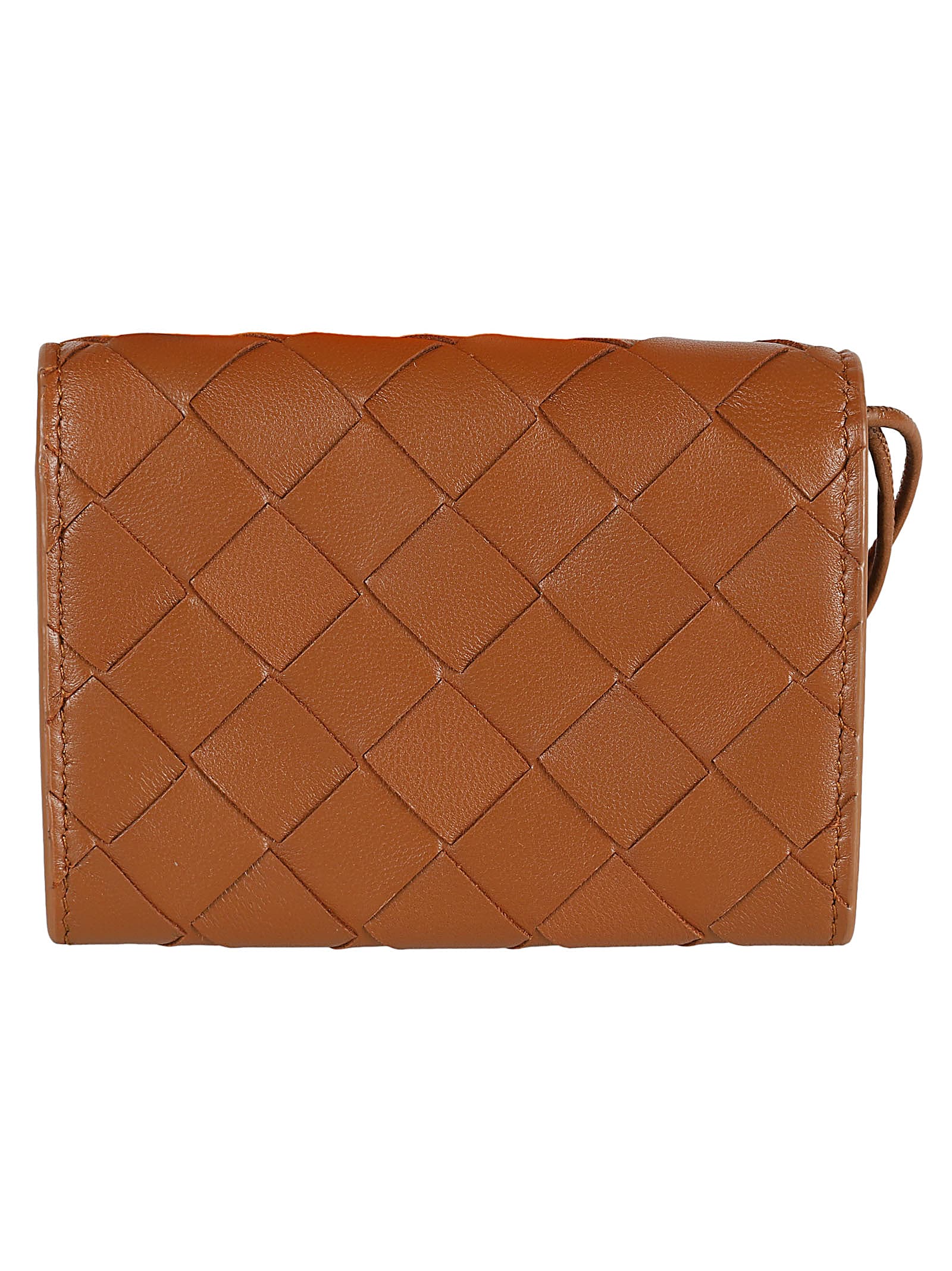 Shop Bottega Veneta Intrecciato Snap Button Wallet In Cognac