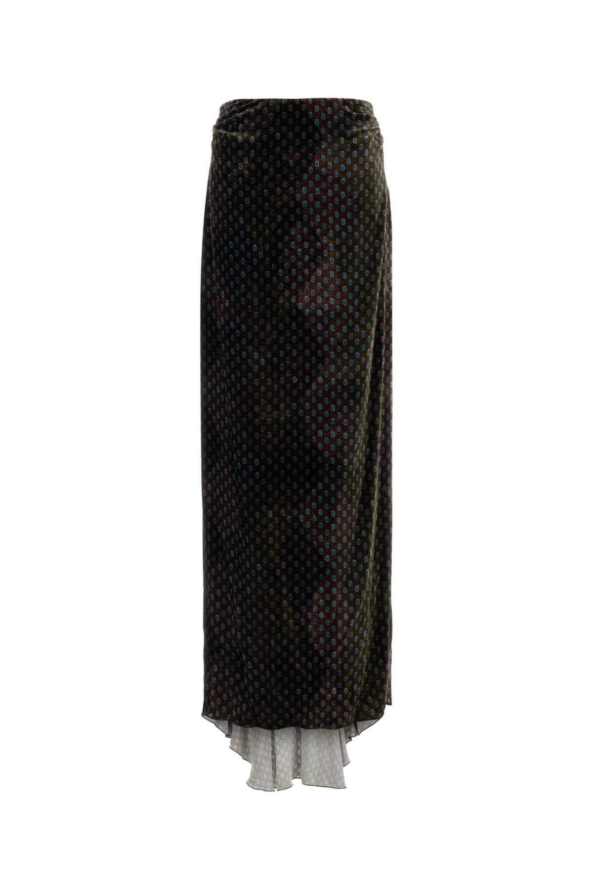 Dries Van Noten Printed Velvet Salix Skirt In Black