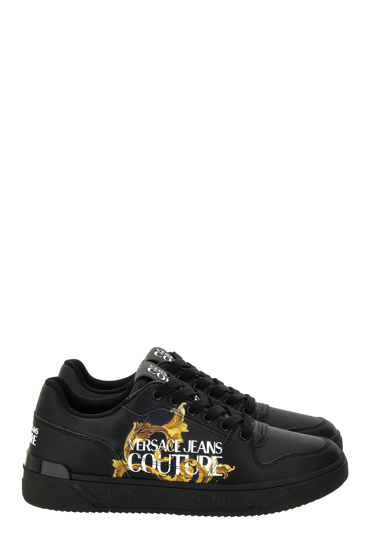 Versace Jeans Couture Logo-print Trainers In Black