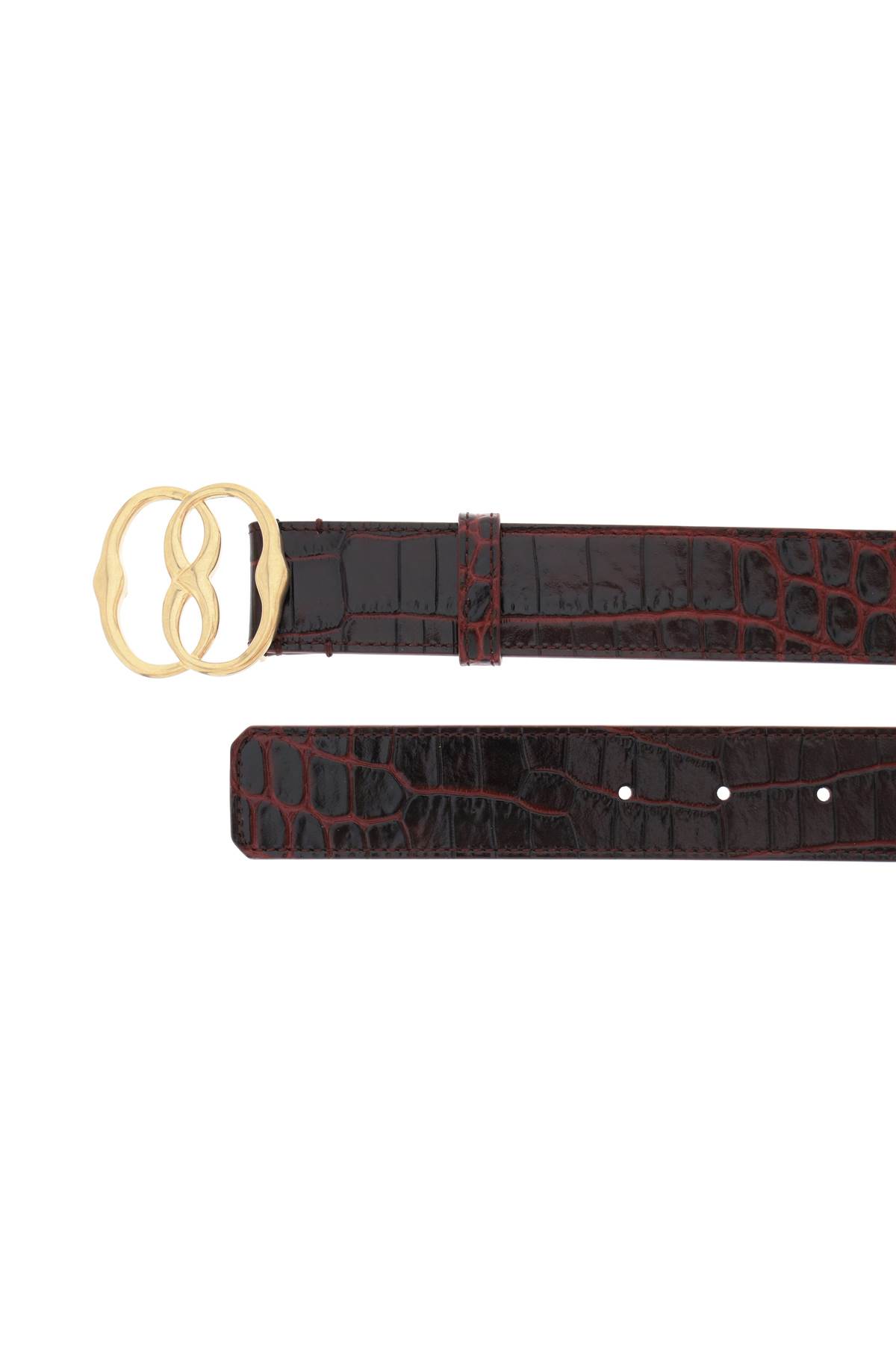 Shop Bally Croco-effect Leather Belt With Emblem Buckle In Portugal50 Oro (red)