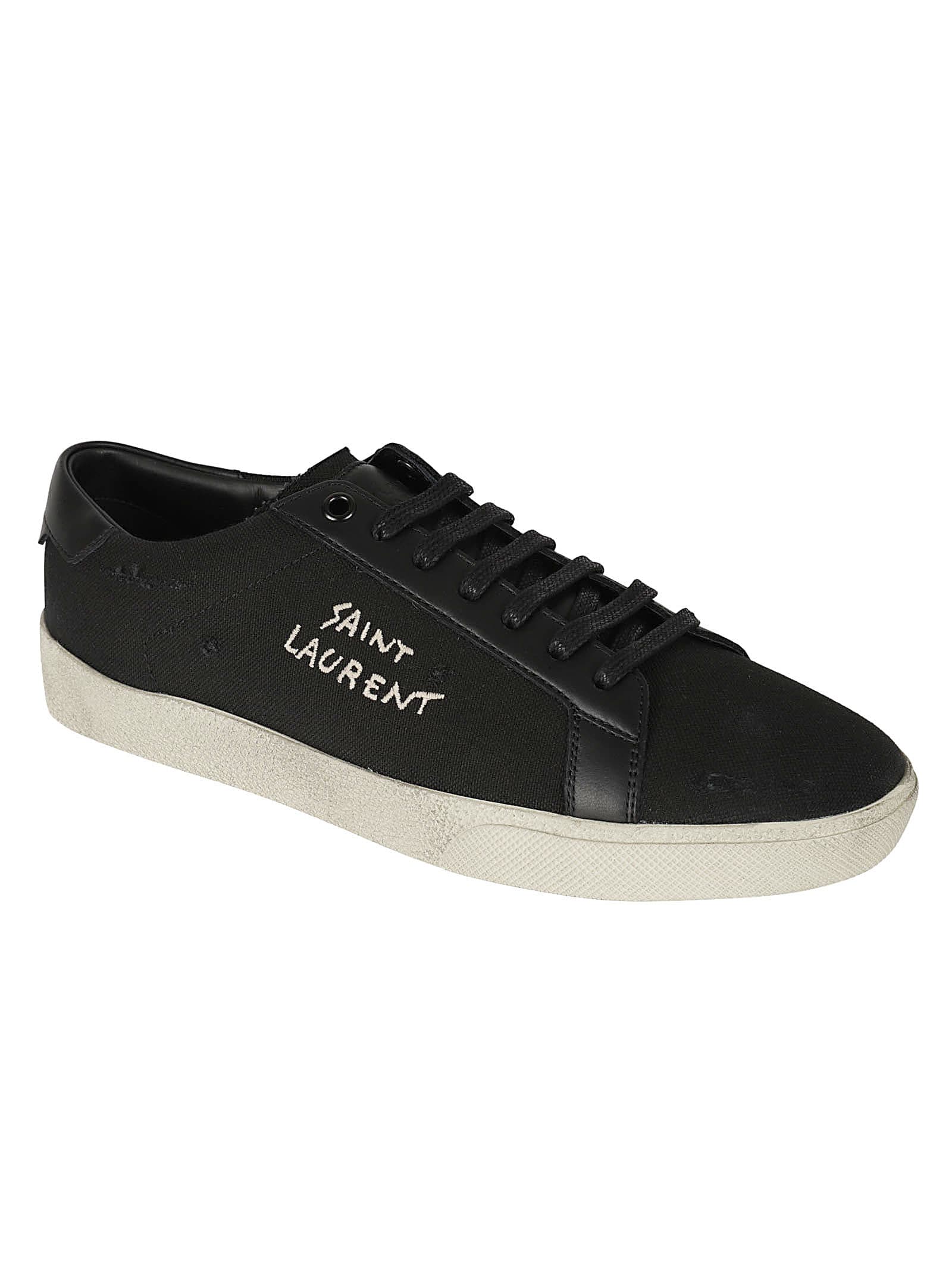 Shop Saint Laurent Sl06 Logo Sneakers In Black