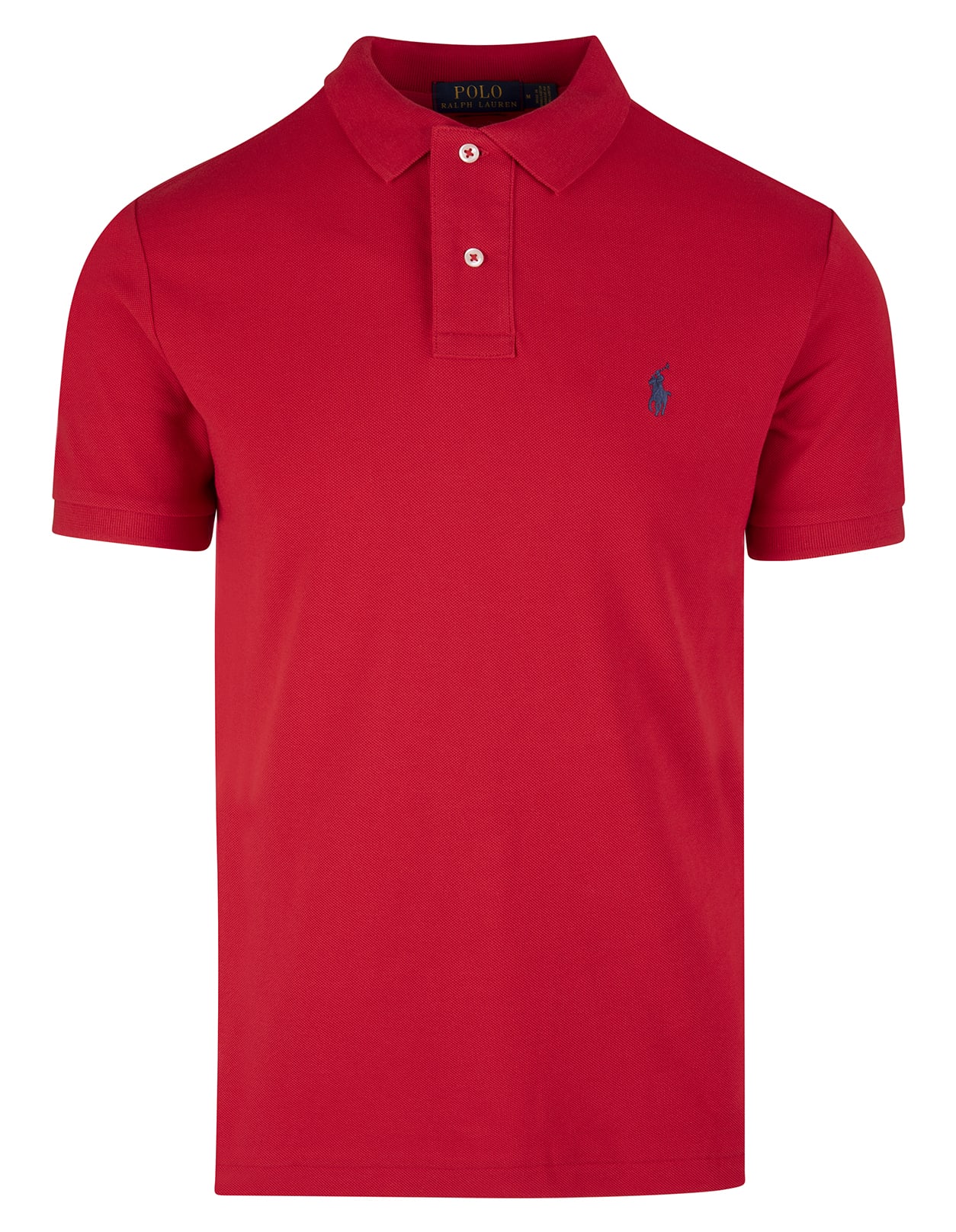 Ralph Lauren Man Slim Fit Polo Shirt In Dark Red Pique With Blue Pony