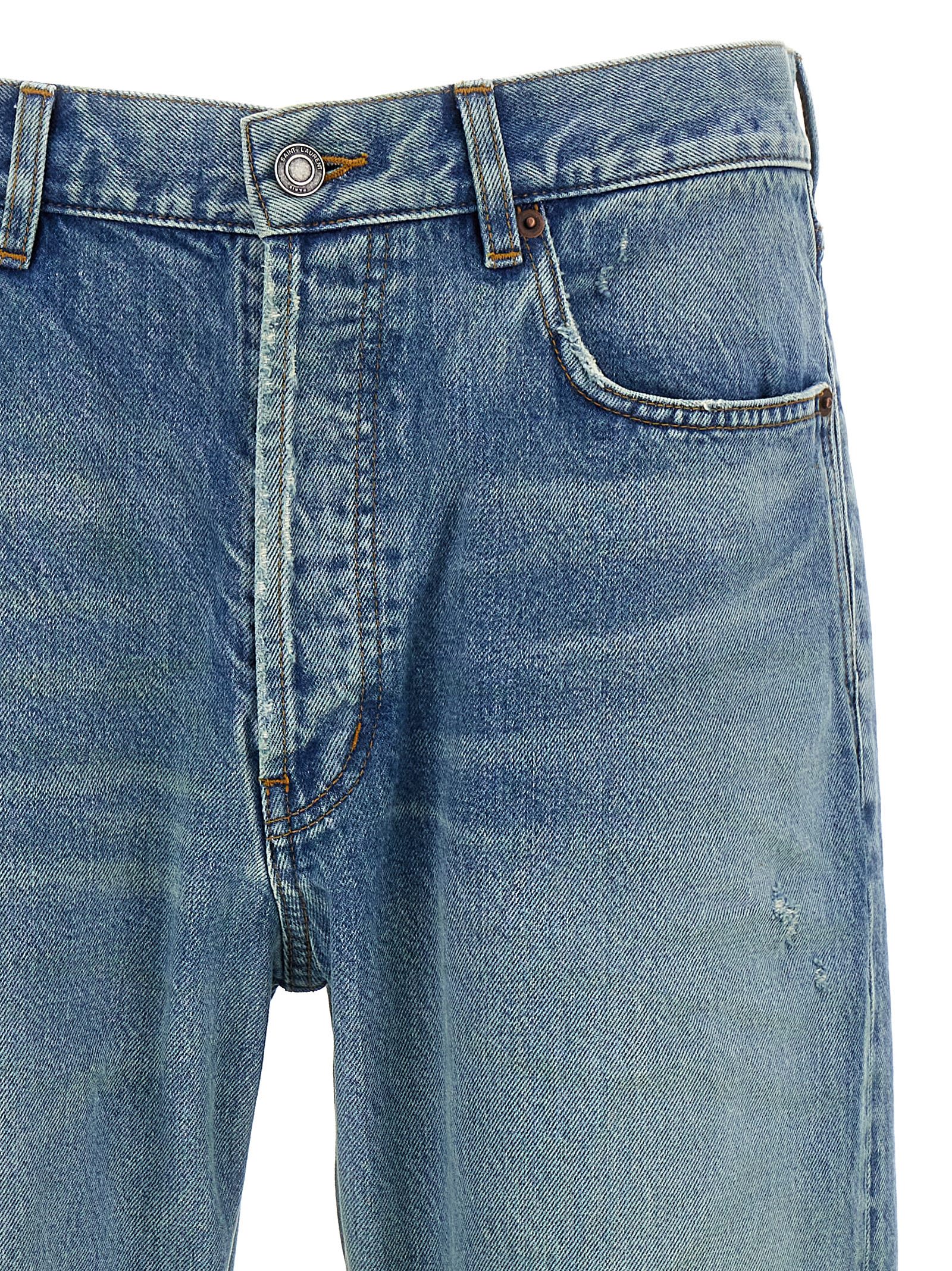 Shop Saint Laurent Loose Jeans In Light Blue